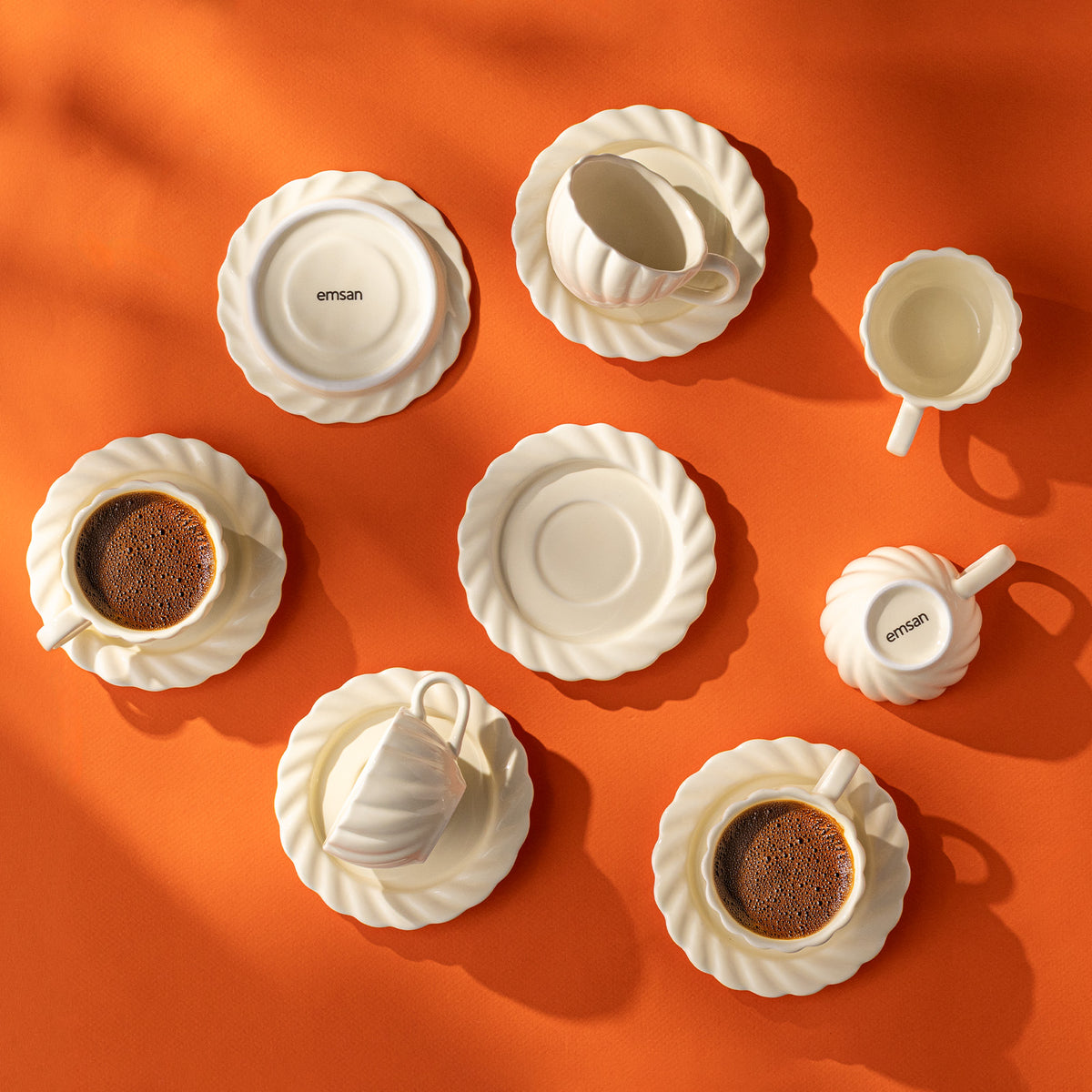 Emsan Sunshine Coffee Cup Set – 6 Person, 12 Piece