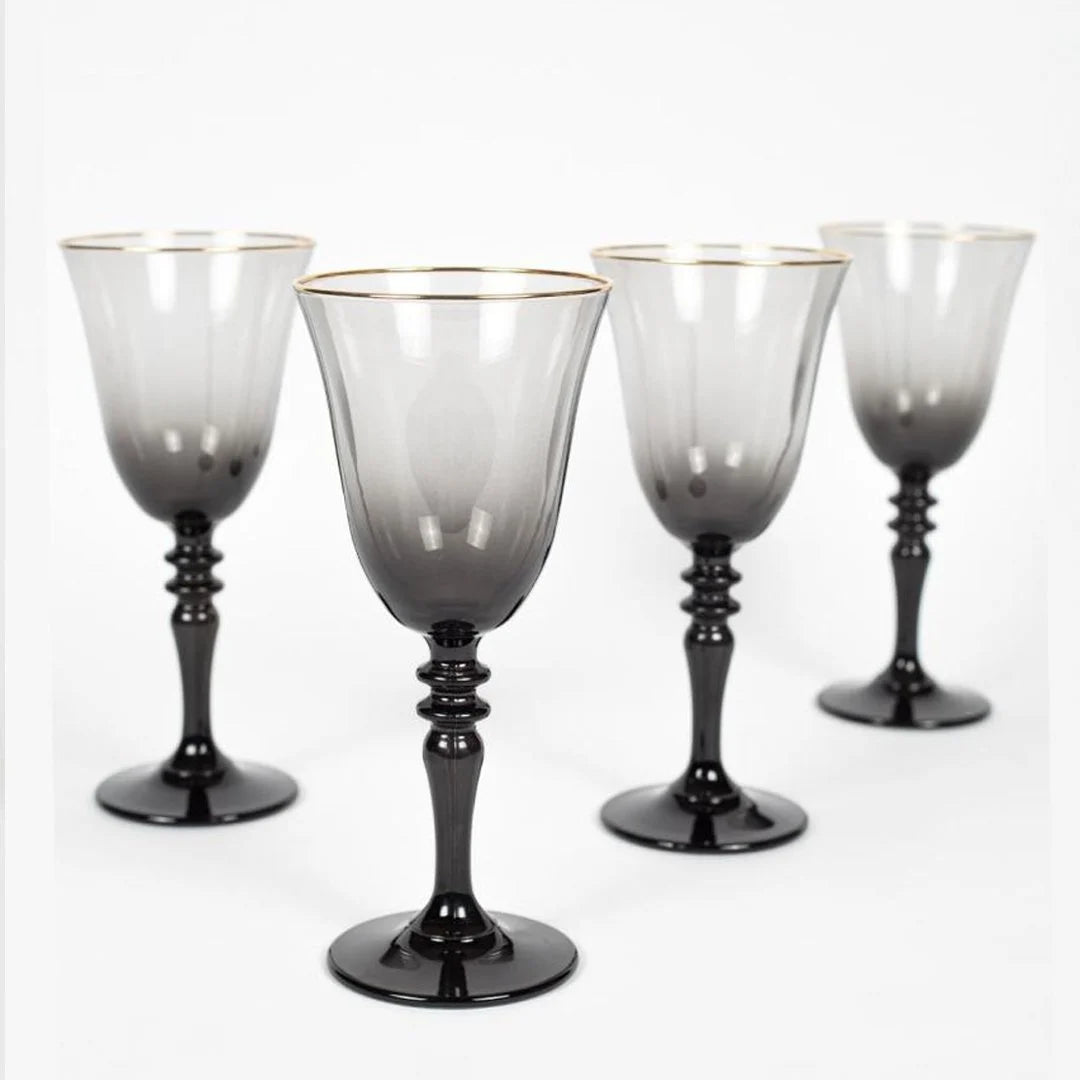Gold Iconic 4 Piece Glass Set, Smoke Grey