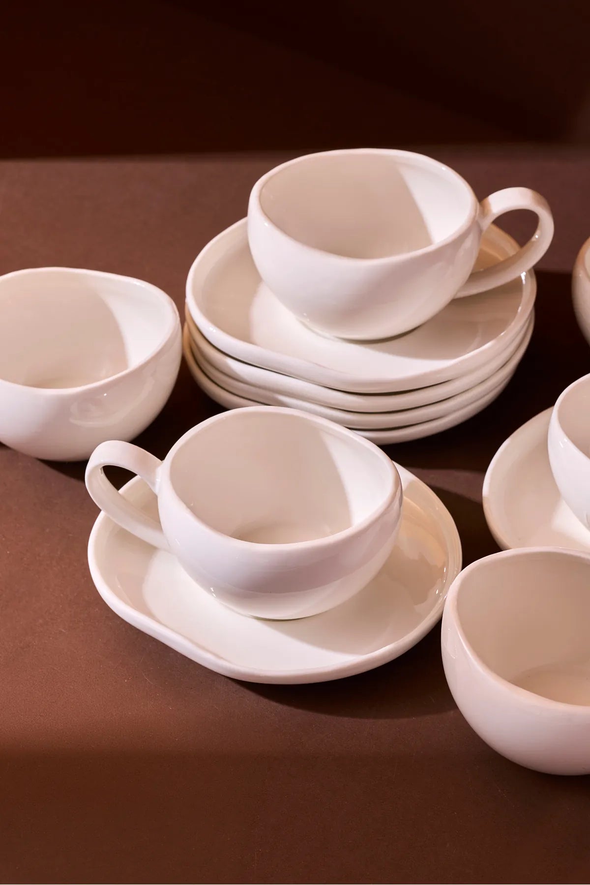 Roma White 12-Piece Porcelain Coffee Cup Set for 6 People, 120 ml