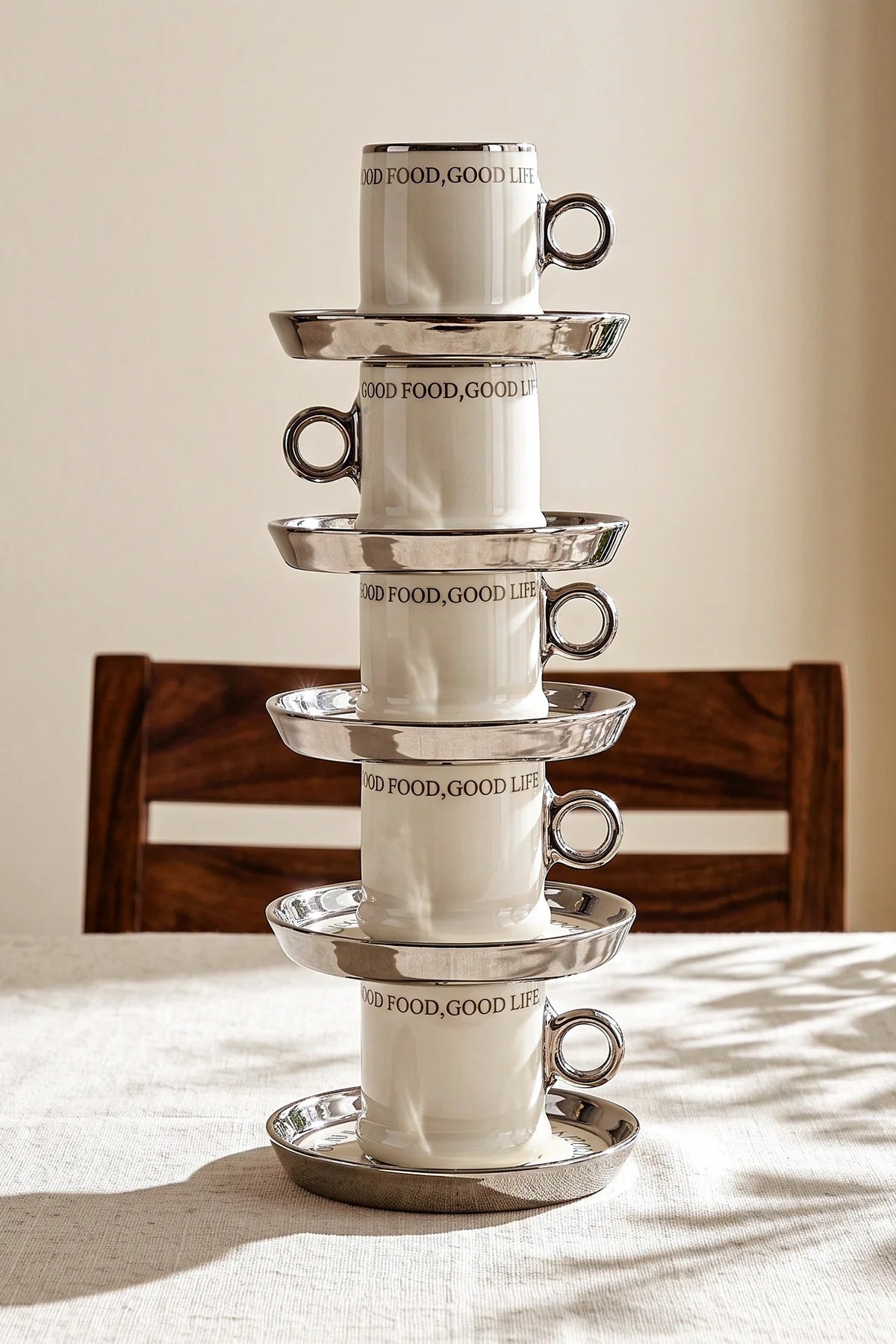 Motto Porcelain 4-Piece Coffee Cup Set for Two