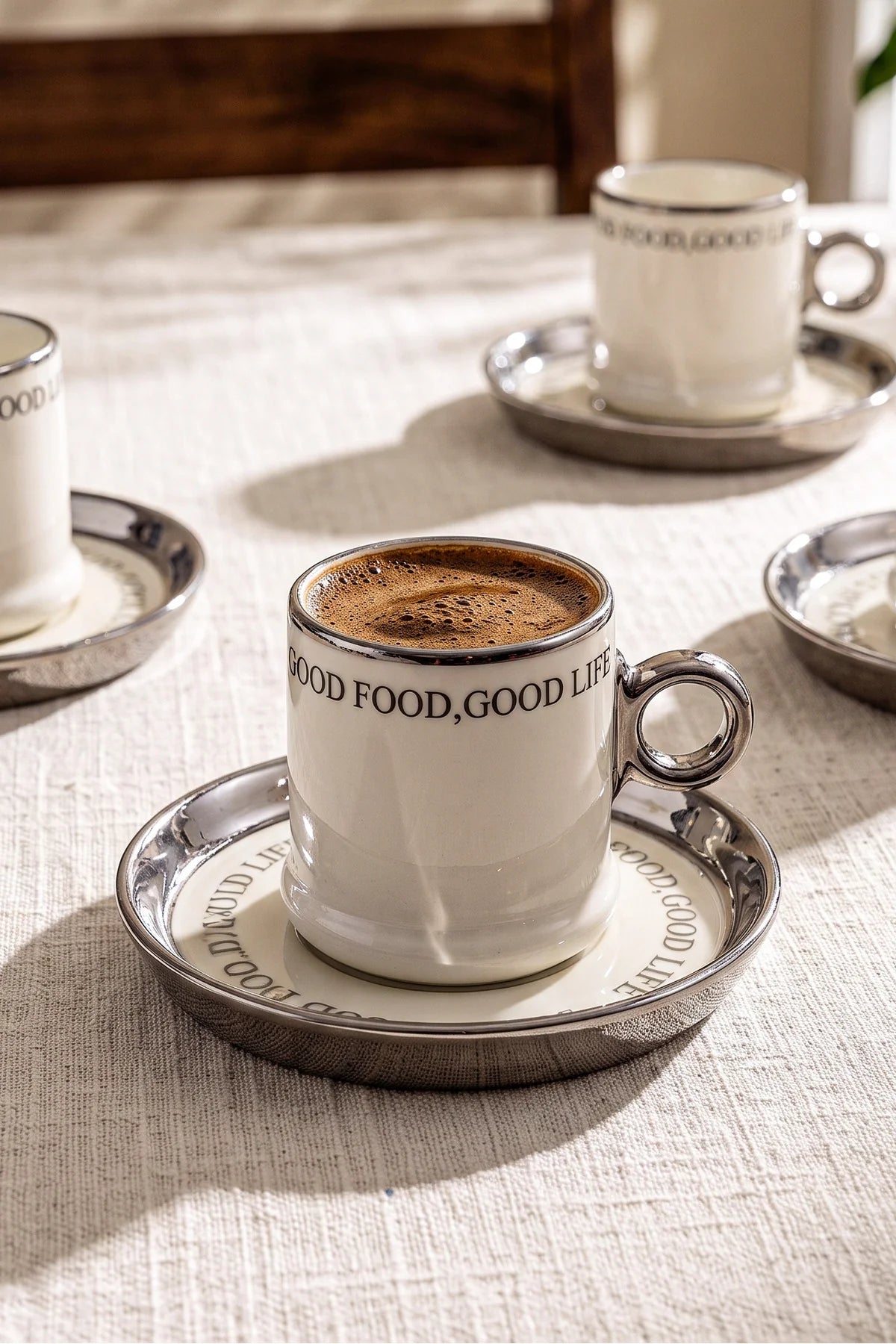 Motto Porcelain 4-Piece Coffee Cup Set for Two