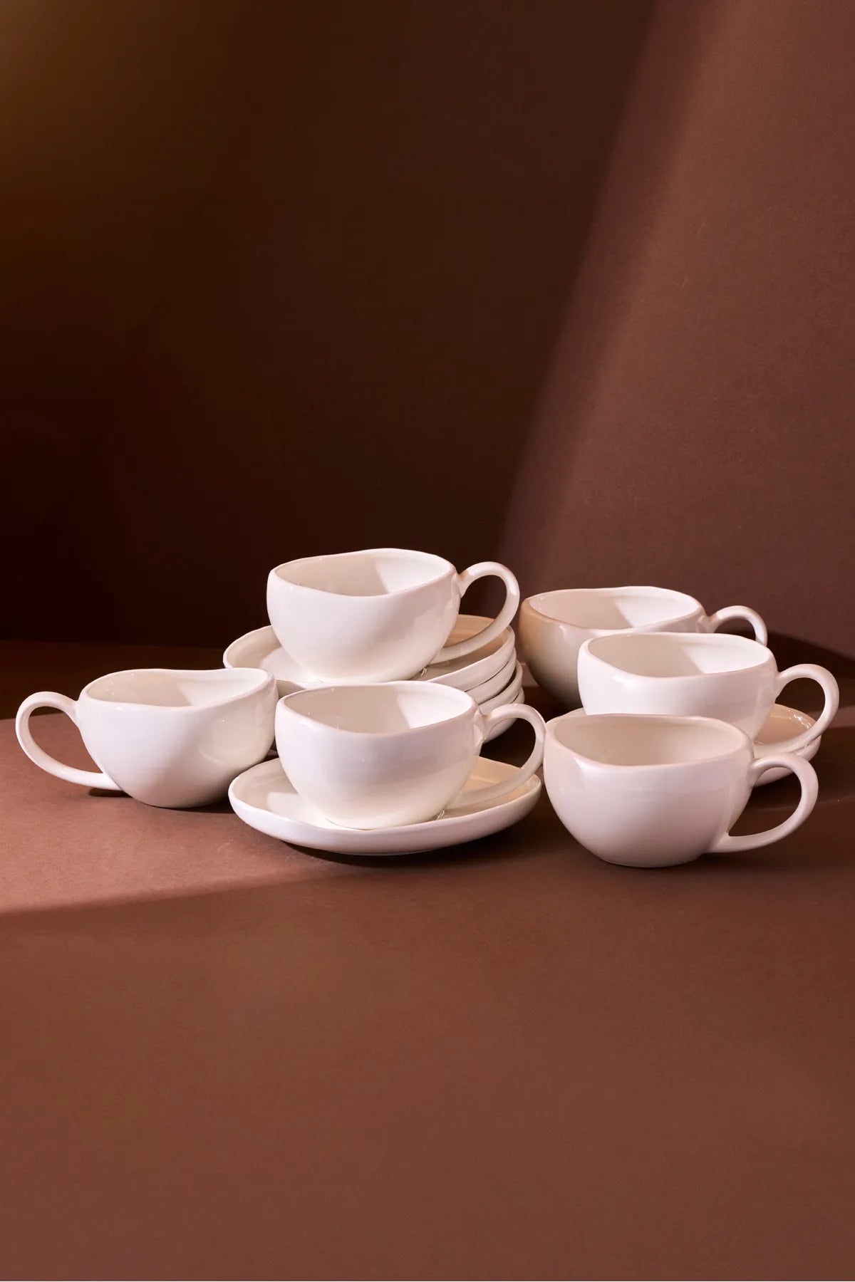 Roma White 12-Piece Porcelain Tea Cup Set for 6 People, 200 ml