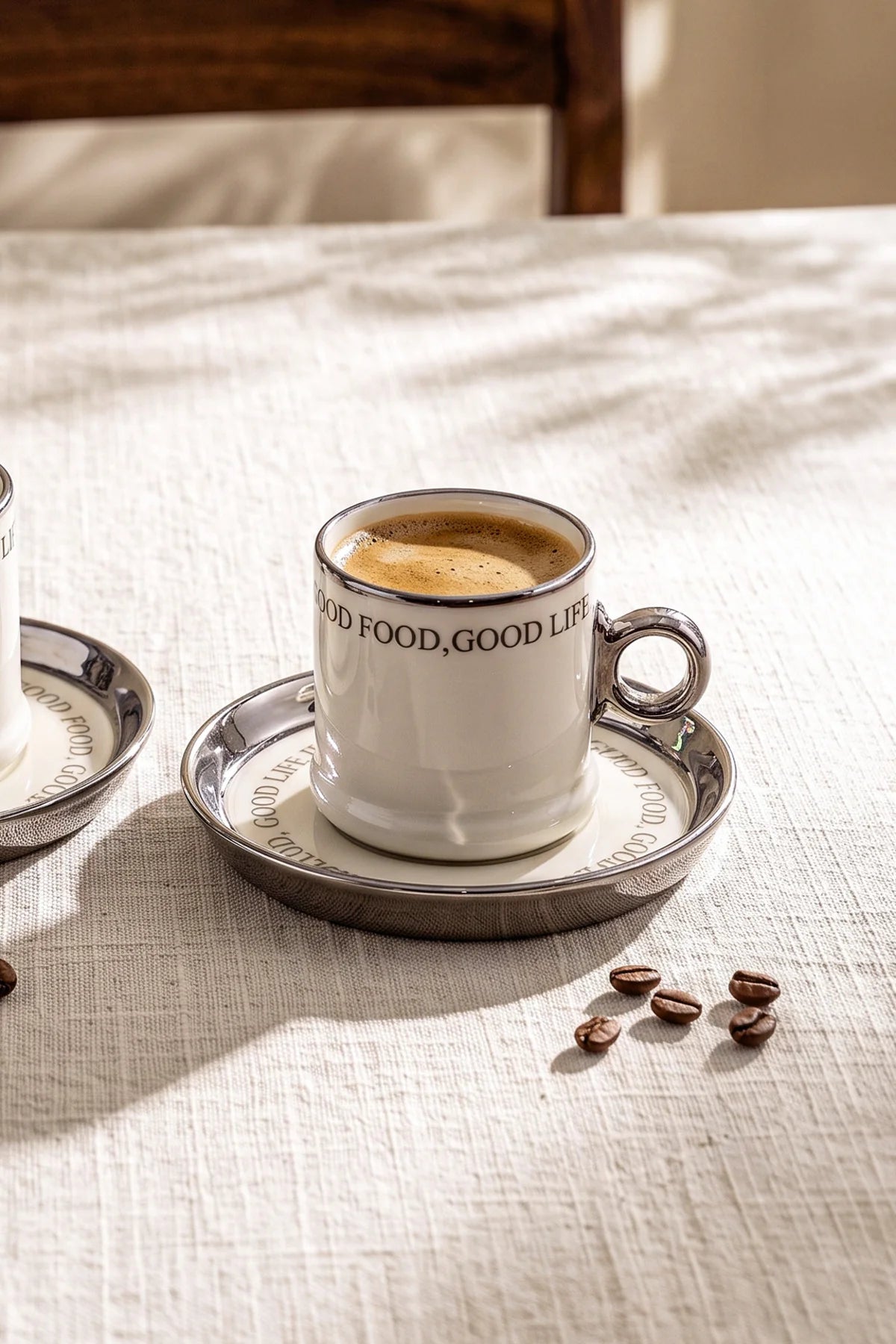 Motto Porcelain 4-Piece Coffee Cup Set for Two
