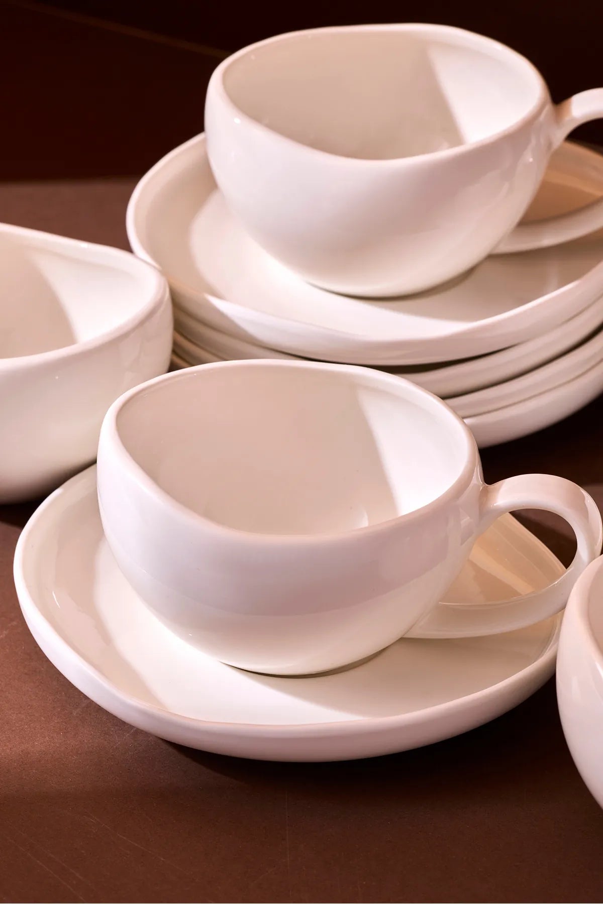 Roma White 12-Piece Porcelain Tea Cup Set for 6 People, 200 ml