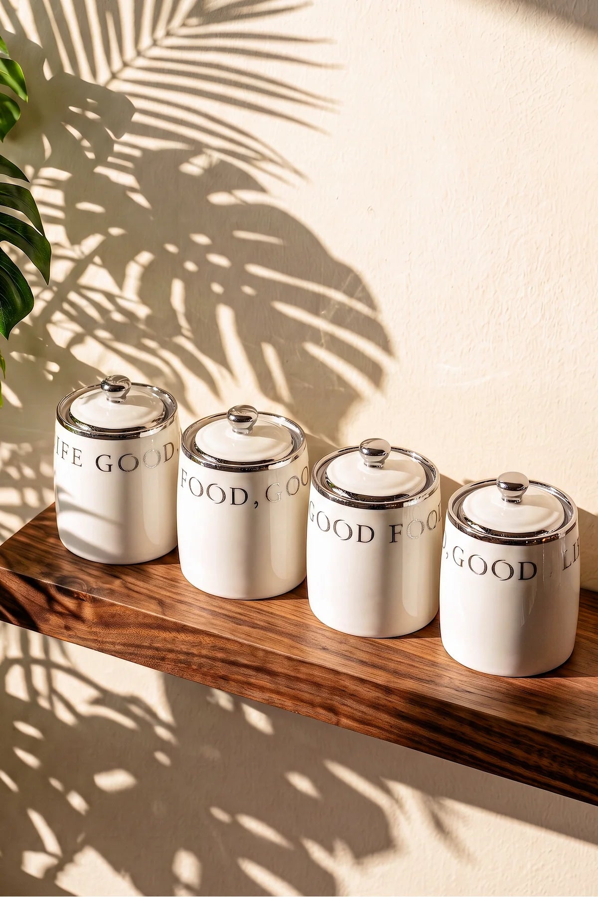 Motto Porcelain 4-Piece Spice Jar Set