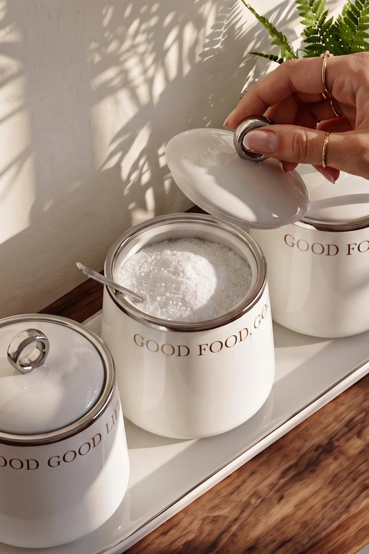 Motto Porcelain 3-Piece Spice Set with Tray