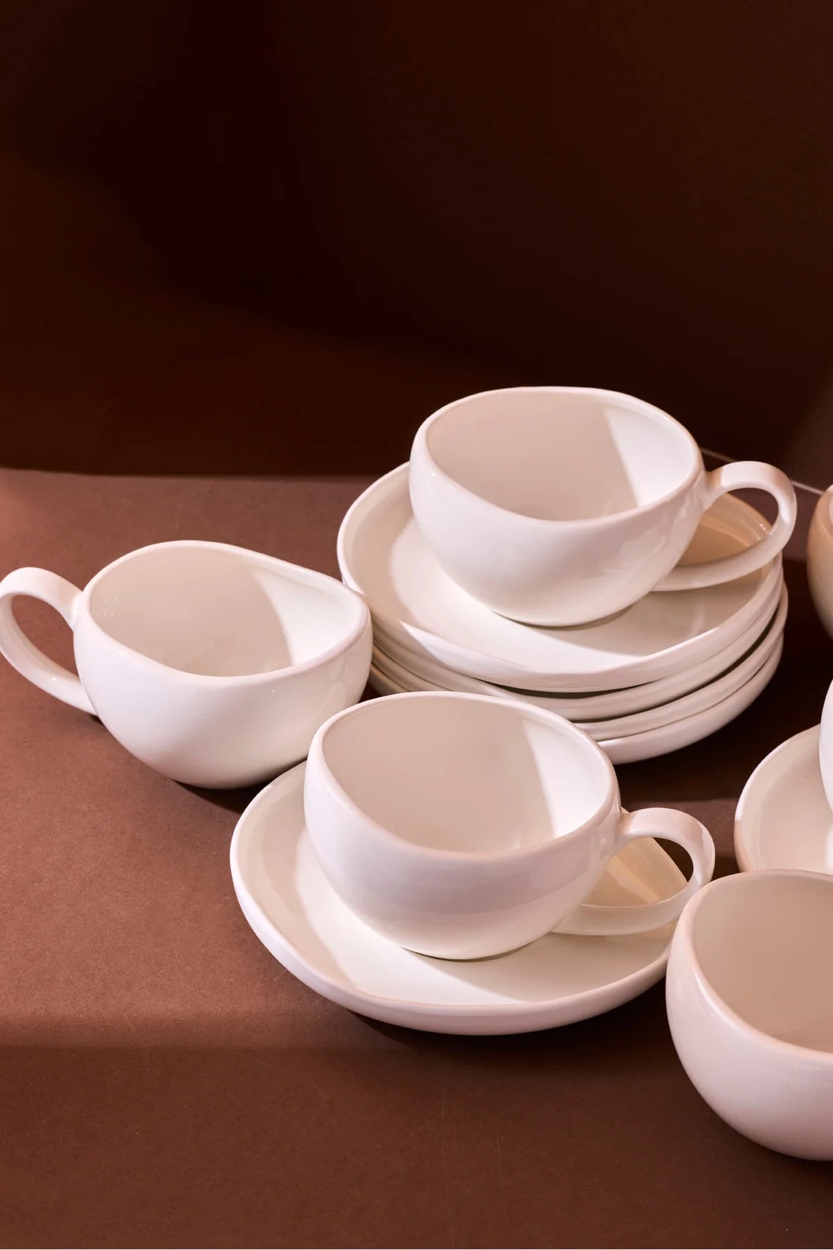 Roma White 12-Piece Porcelain Tea Cup Set for 6 People, 200 ml