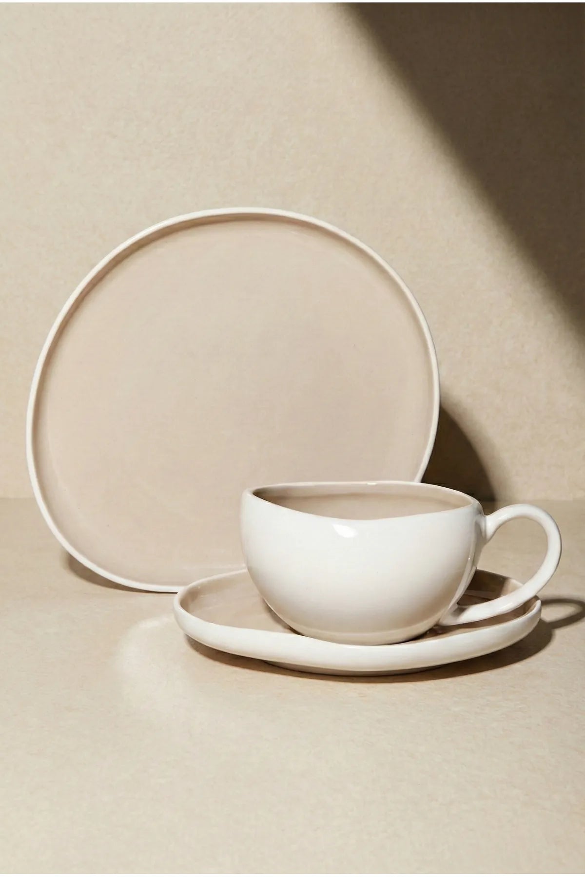 Roma Beige Porcelain 18-Piece Cake and Tea Serving Set