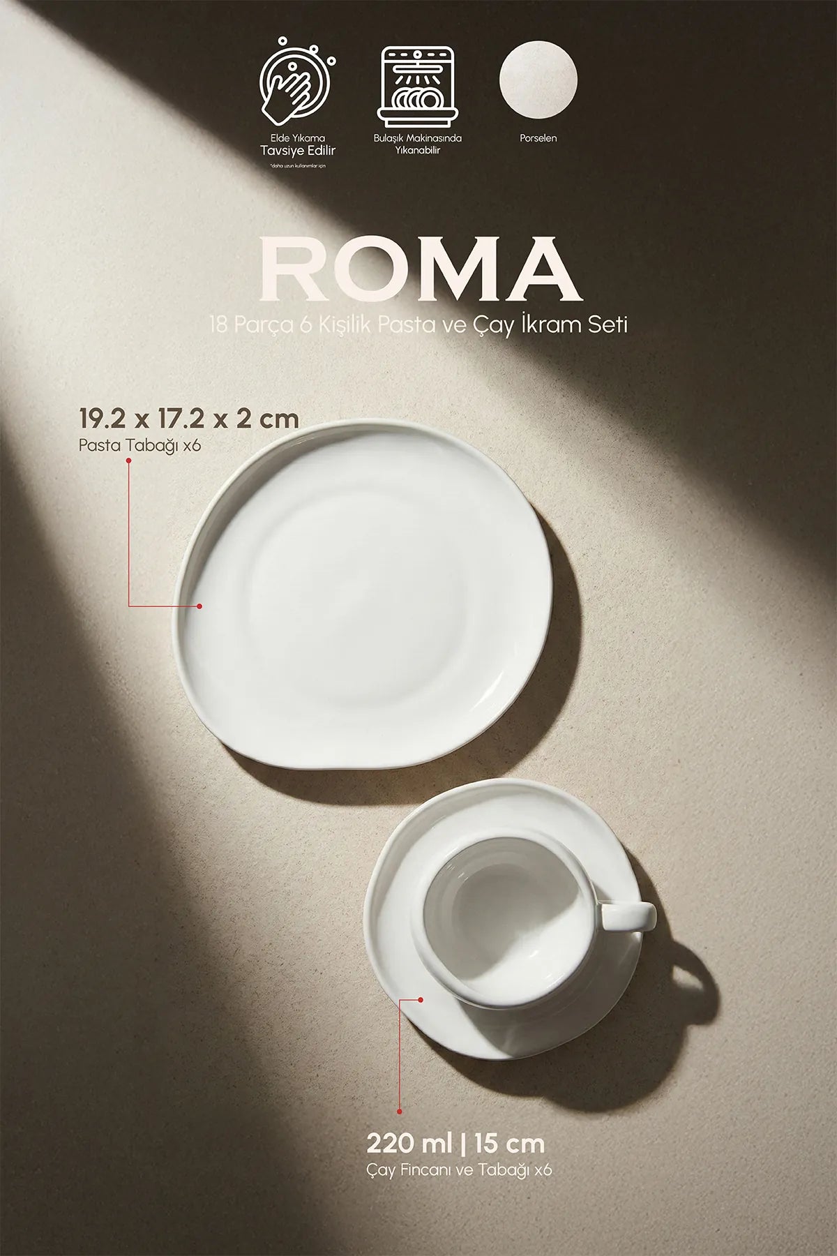 Roma 18-Piece Porcelain Cake and Tea Serving Set