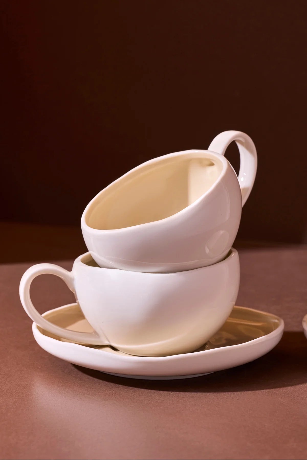 Roma Beige 4-Piece 2-Person Porcelain Coffee Cup Set, 120 ml