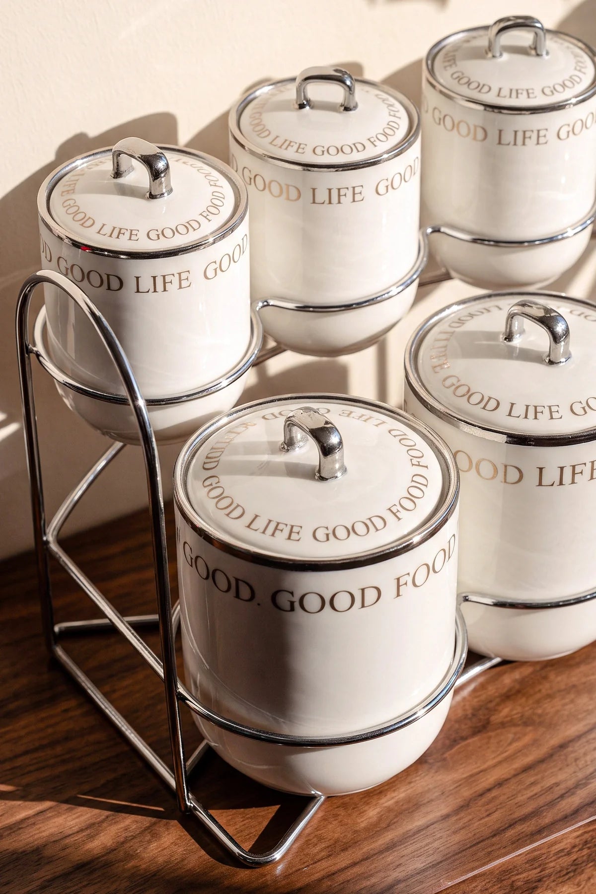 Motto Porcelain 7-Piece Spice Jar Set with Stand