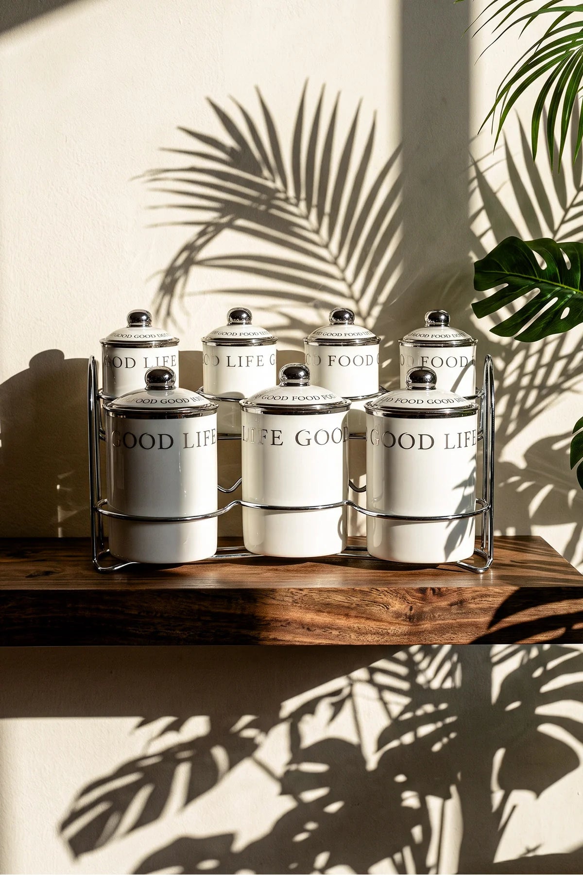 Motto Porcelain 7-Piece Spice Jar Set with Stand