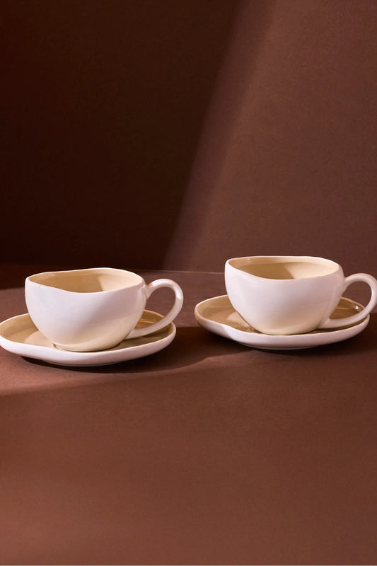 Roma Beige 4-Piece 2-Person Porcelain Coffee/Tea Cup Set 200 ml