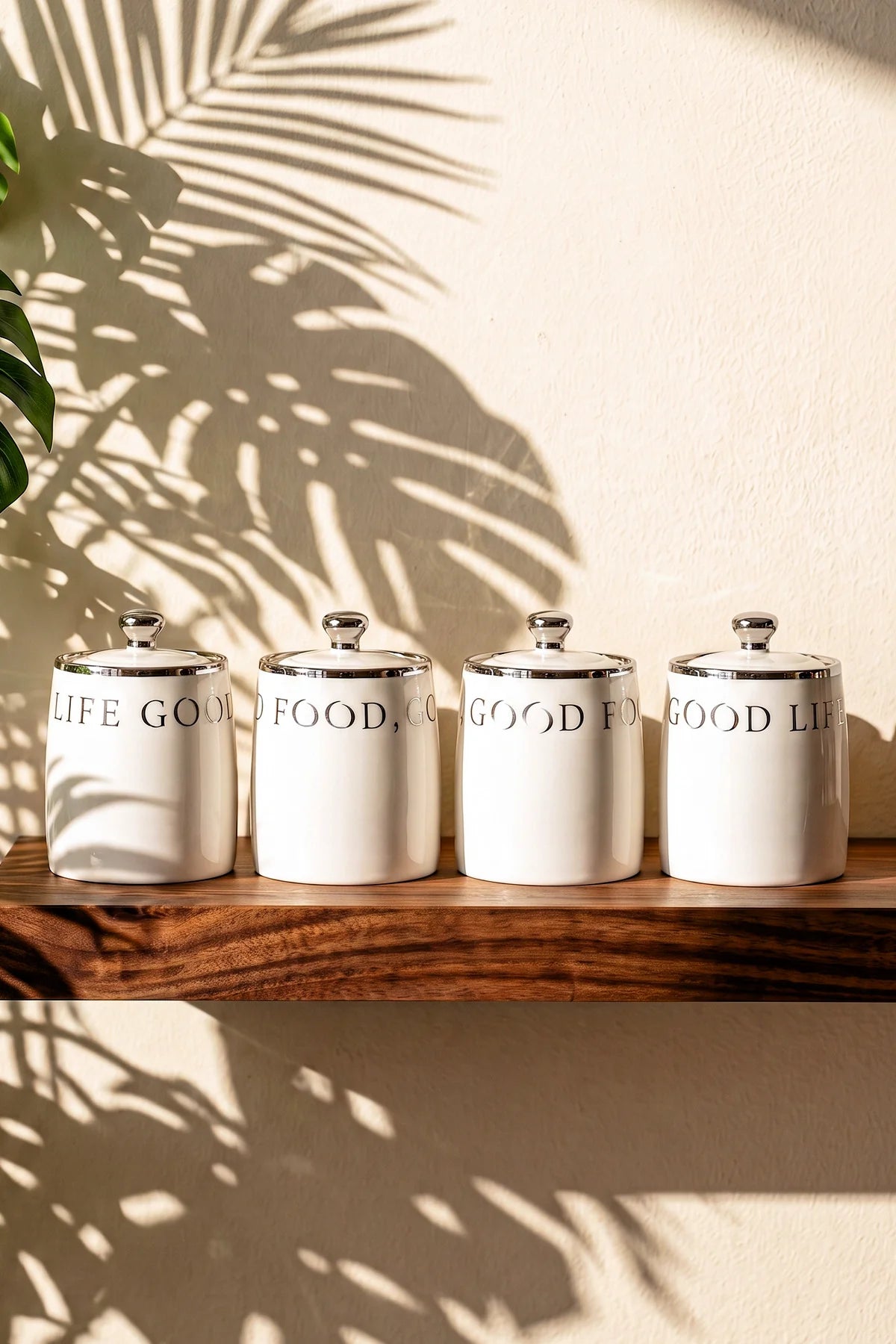 Motto Porcelain 4-Piece Spice Jar Set