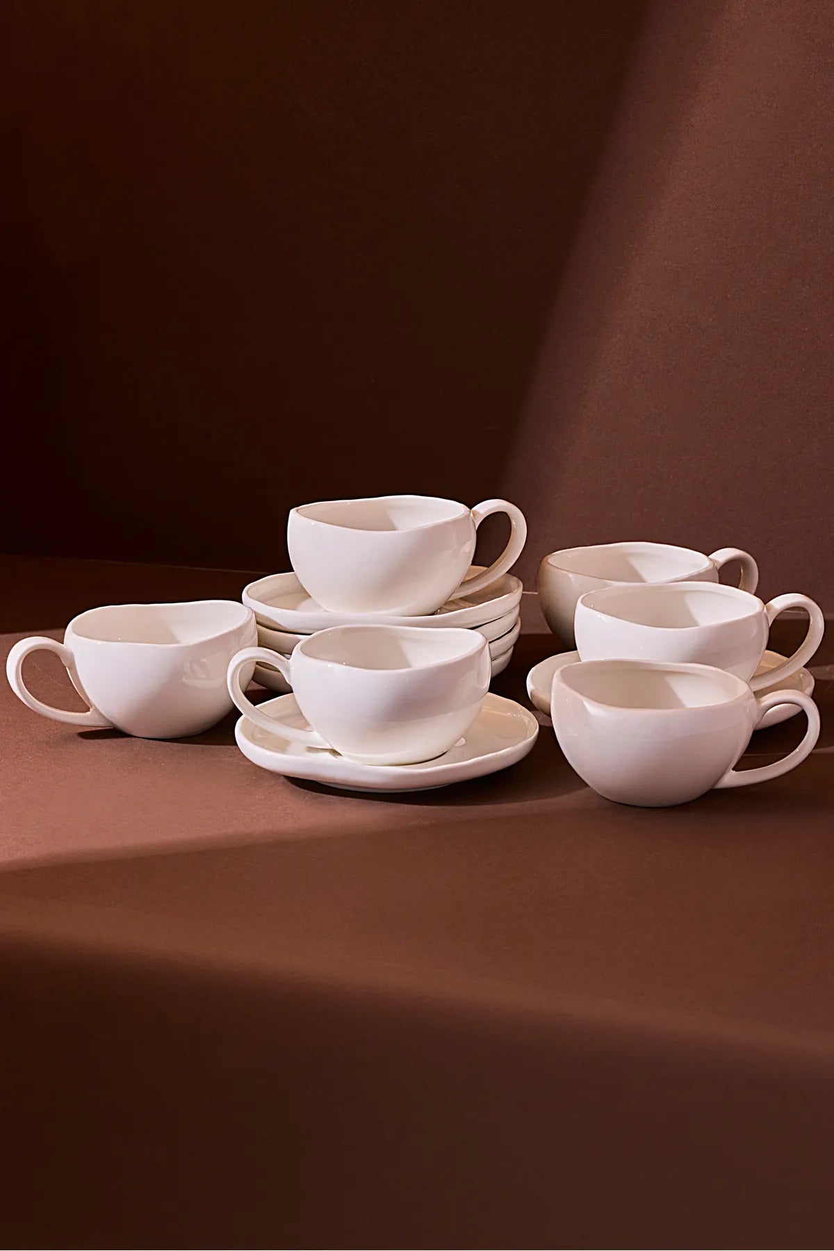 Roma White 12-Piece Porcelain Coffee Cup Set for 6 People, 120 ml