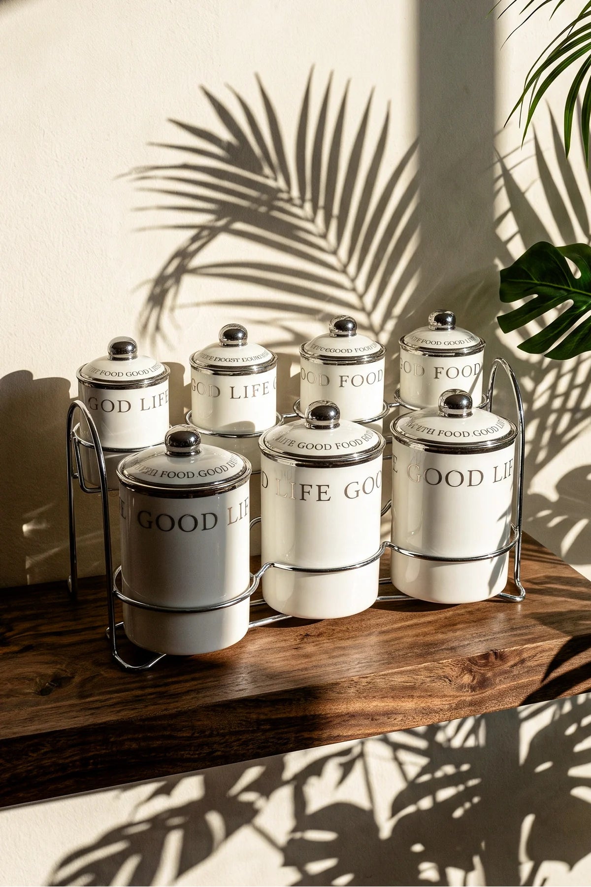 Motto Porcelain 7-Piece Spice Jar Set with Stand