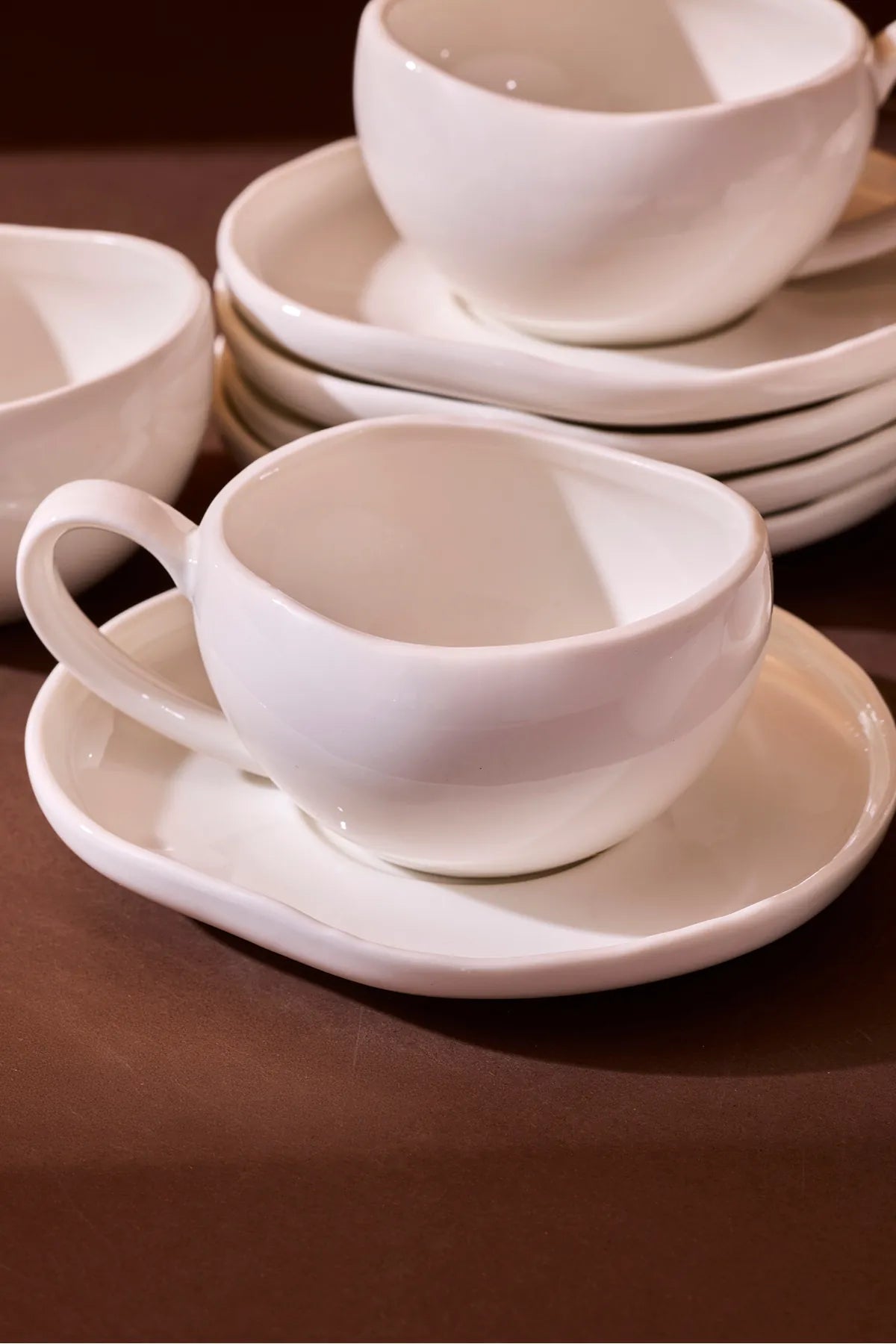 Roma White 12-Piece Porcelain Coffee Cup Set for 6 People, 120 ml