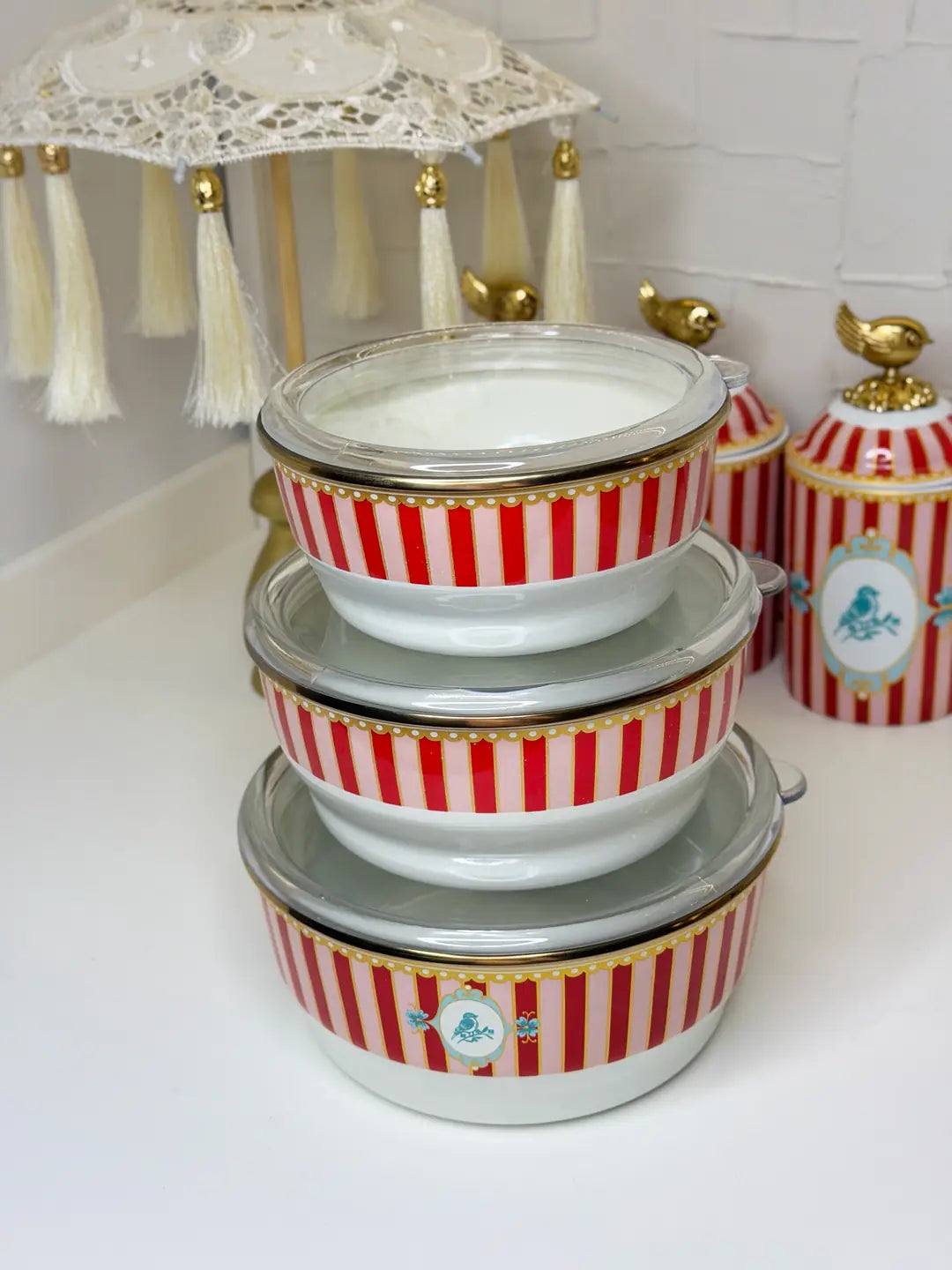 Bellissima Set of 3 Enamel Storage Containers