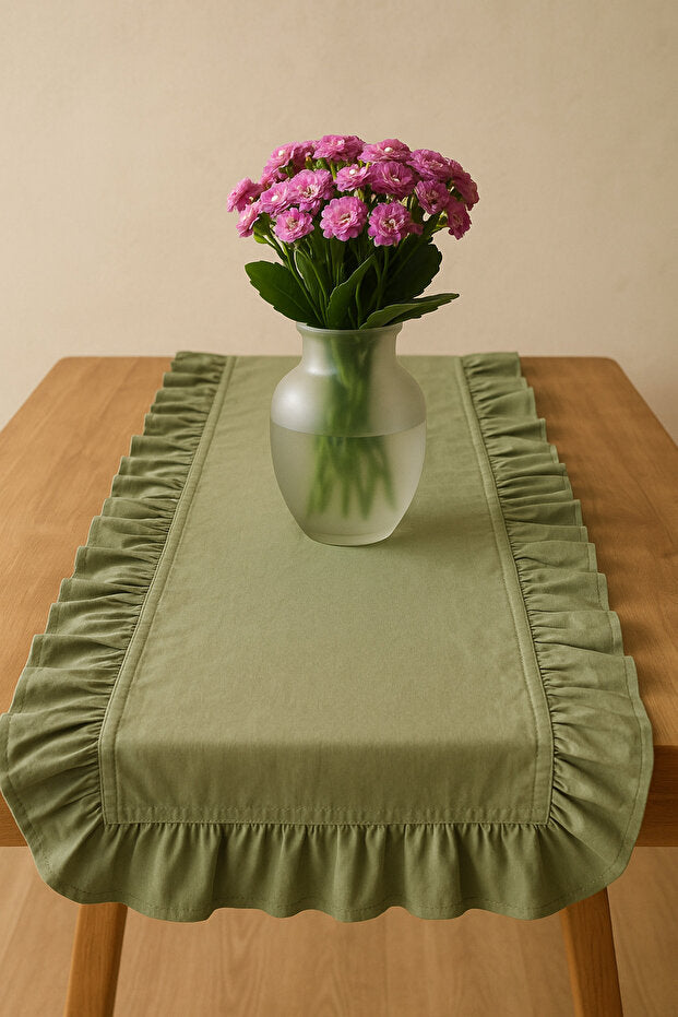 Ruffle 7 Piece Linen Set - Khaki