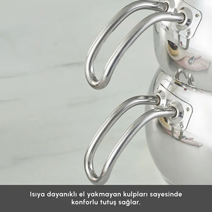 Adelya Induction Base Mini Size Metal Teapot Set