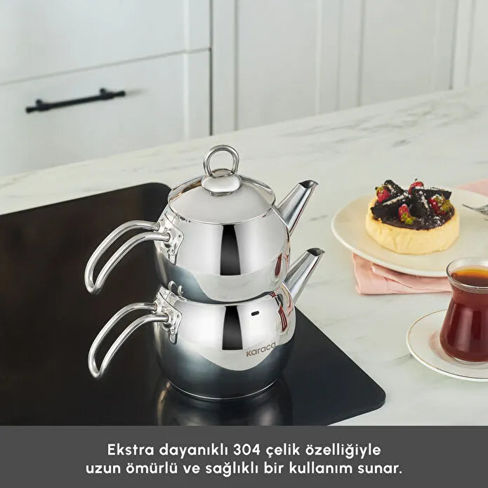 Adelya Induction Base Mini Size Metal Teapot Set