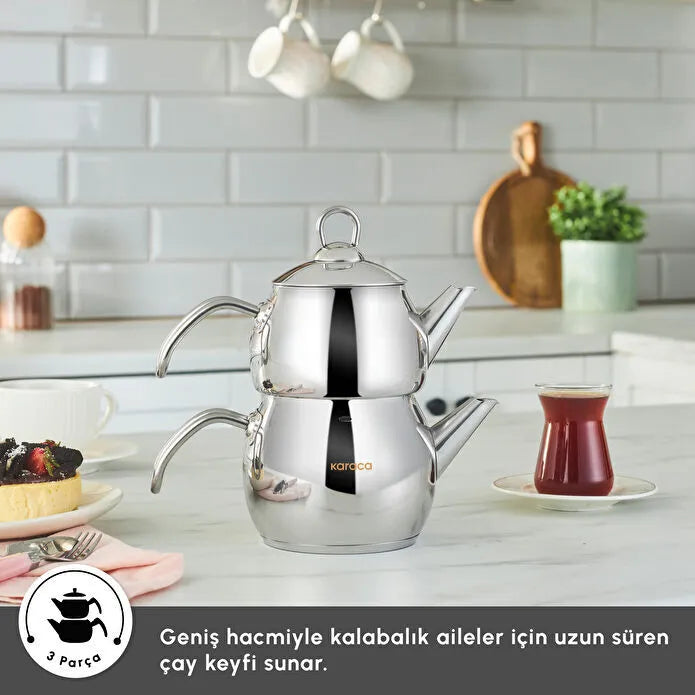 Adelya Induction Base Mini Size Metal Teapot Set