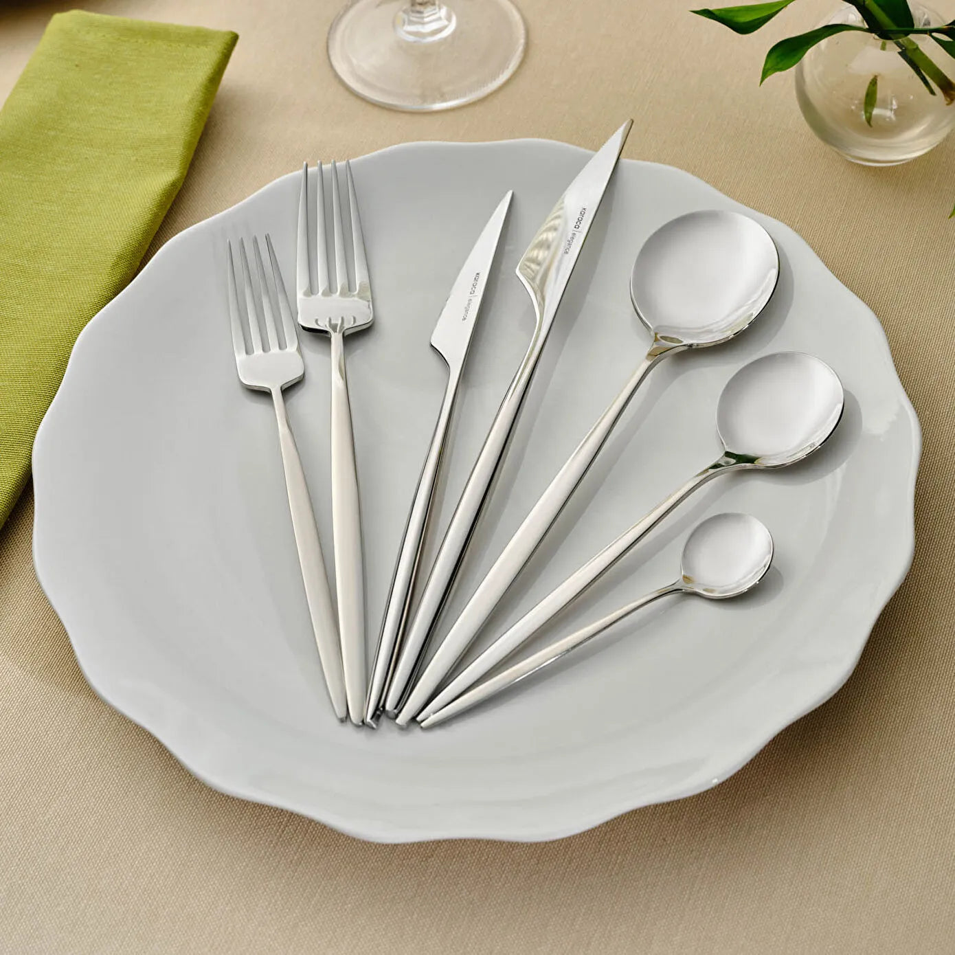 Elegance Braga Platinum 84 Piece Cutlery Set for 12 People