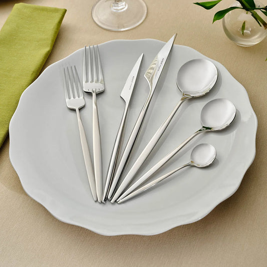 Elegance Braga Platinum 84 Piece Cutlery Set for 12 People