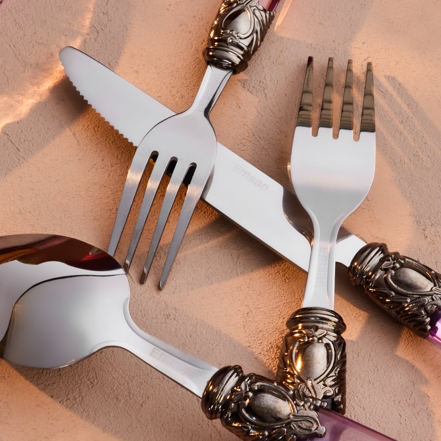 Emsan Celina 24-Piece 6-Person Cutlery Set - Burgundy