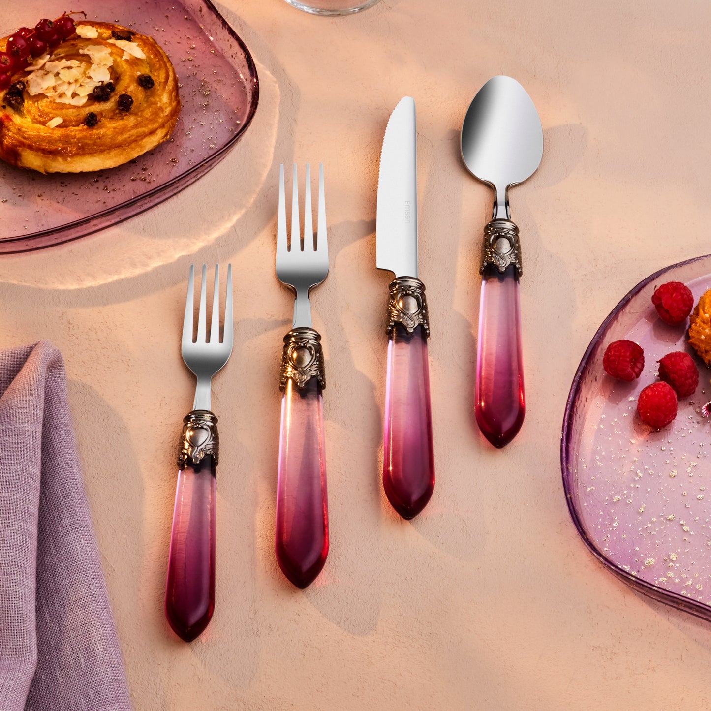 Emsan Celina 24-Piece 6-Person Cutlery Set - Burgundy