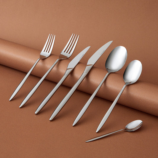Karaca Cleopatra Premium 84-Piece 12-Person Cutlery Set Platin