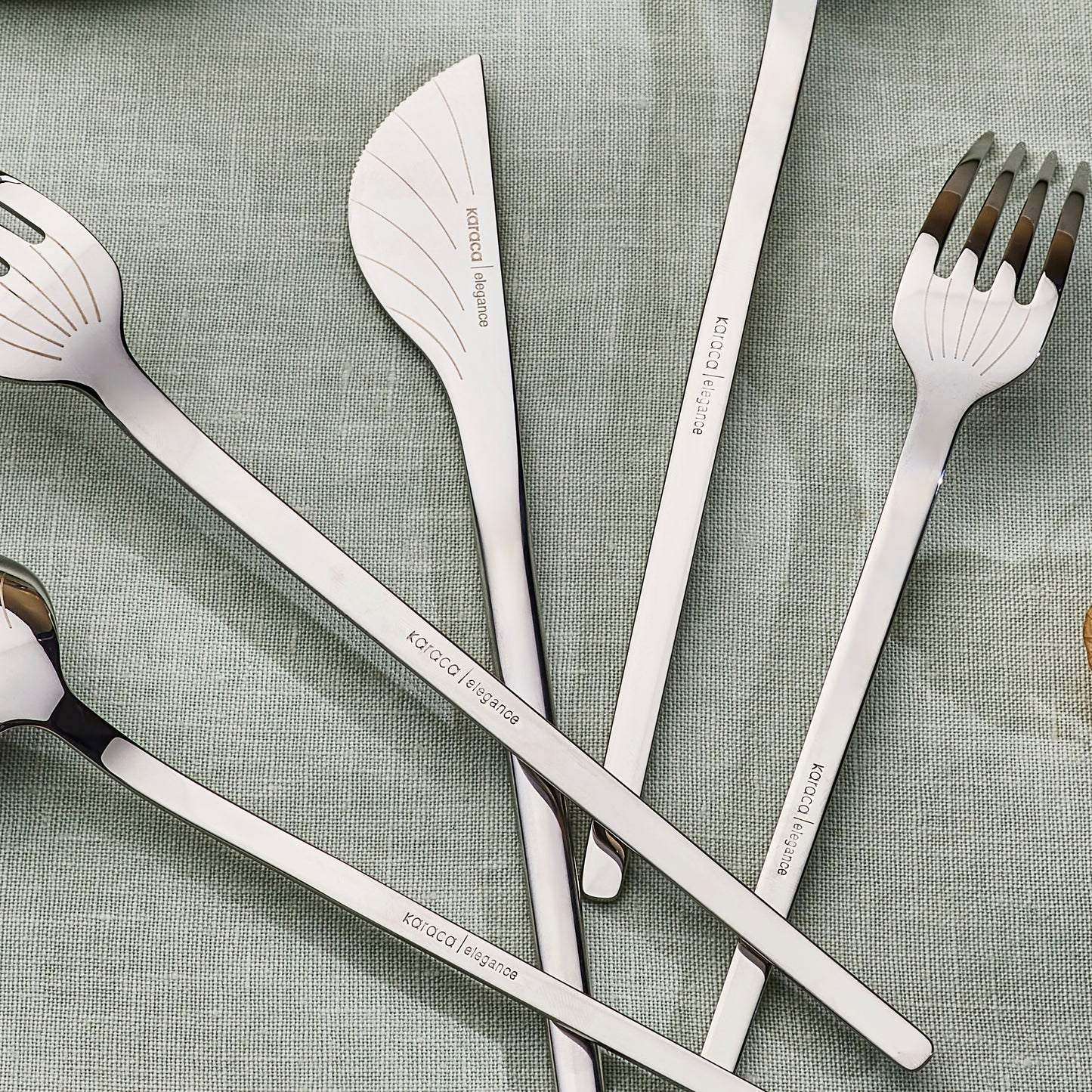 Karaca Deniz 30-Piece 6-Person Cutlery Set in Box - Platinum