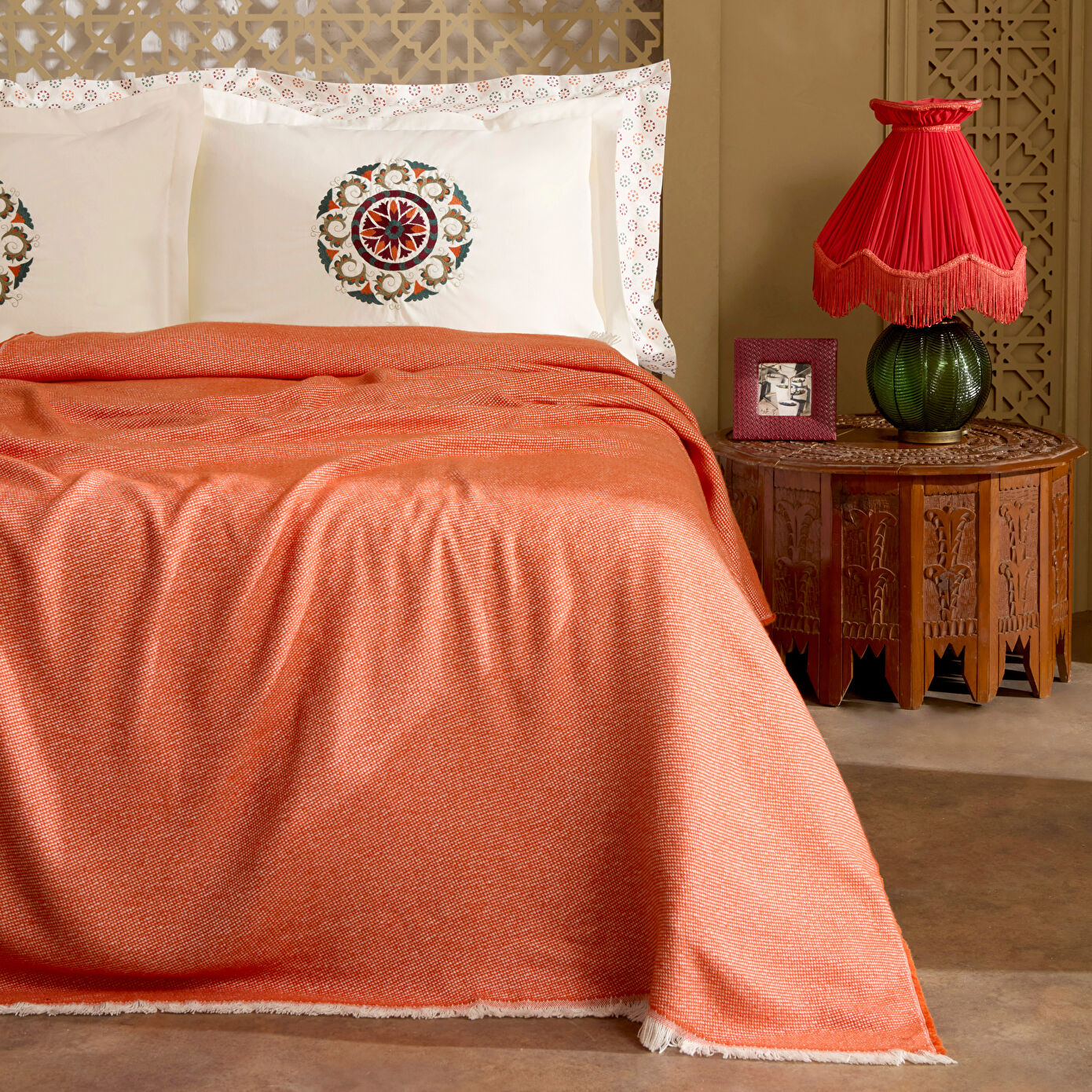 Andalisa 100% Cotton Embroidered Double Nish Set Burgundy