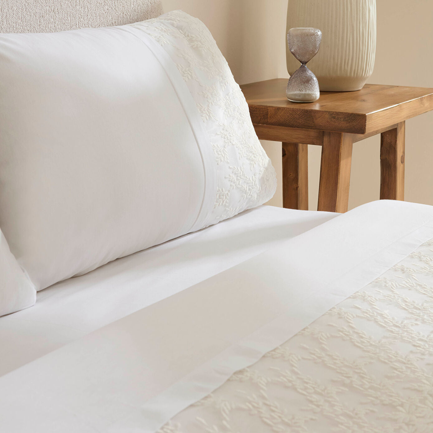 Elaria Lace Double Duvet Cover Set White