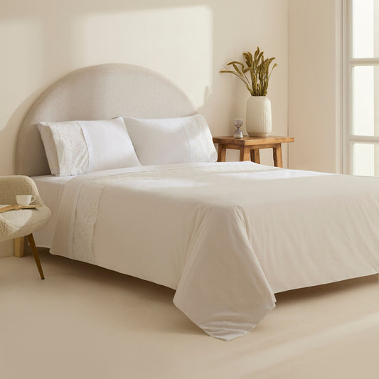 Elaria Lace Double Duvet Cover Set White