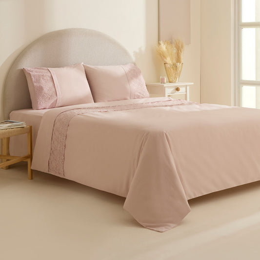 Elaria Lace Double Duvet Cover Set Powder