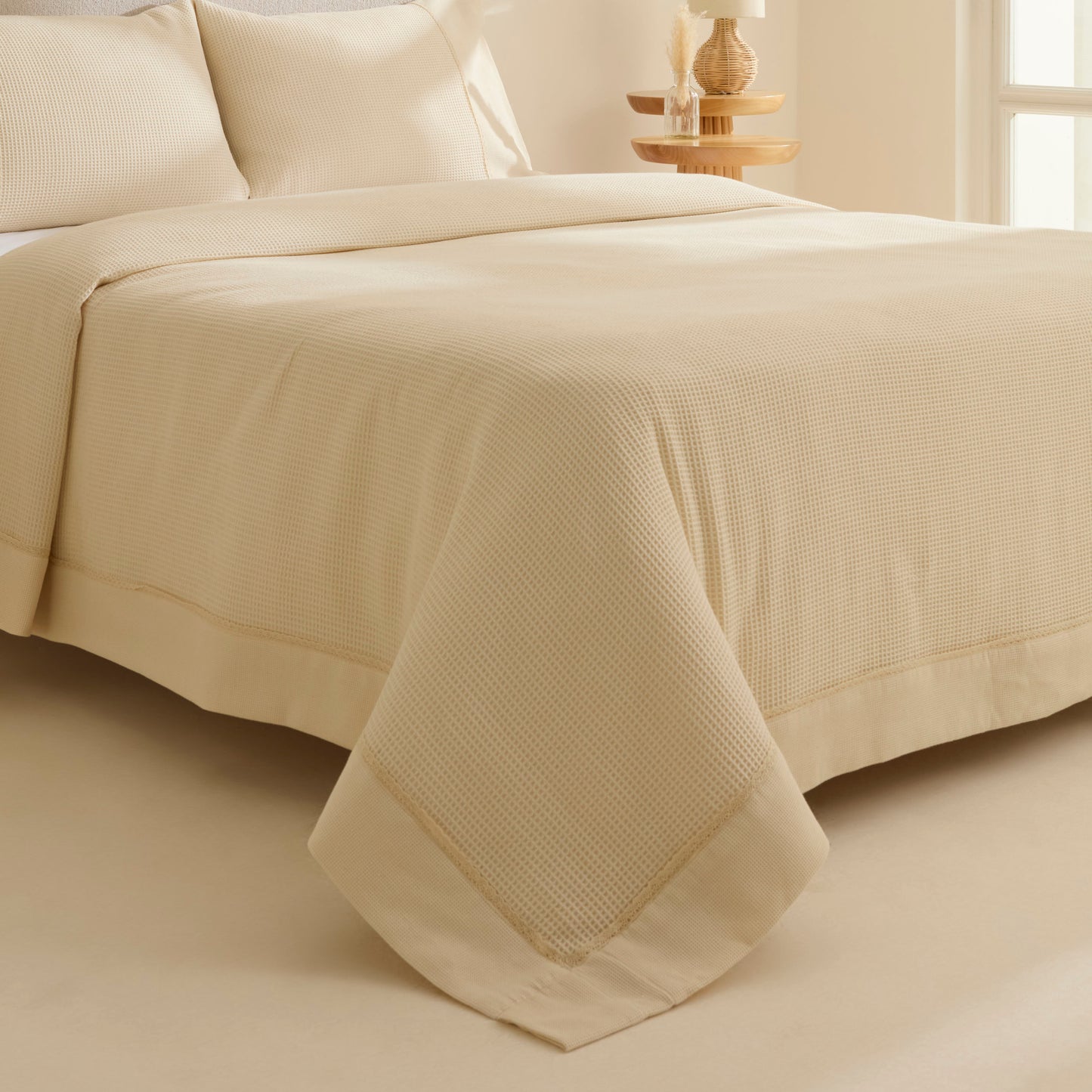 Elarıs Gofre Double Bedspread Set, Ecru