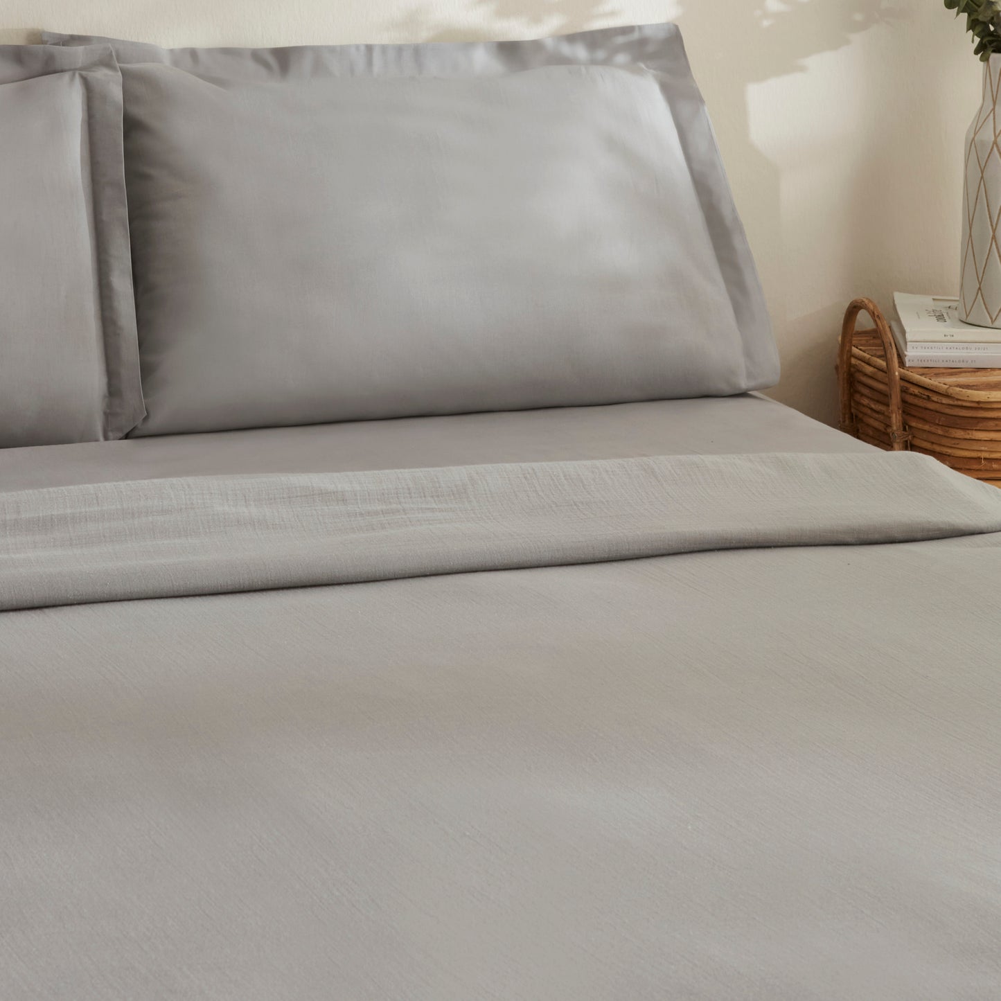 Farel Muslin 100% Cotton Double Bedspread, Light Gray