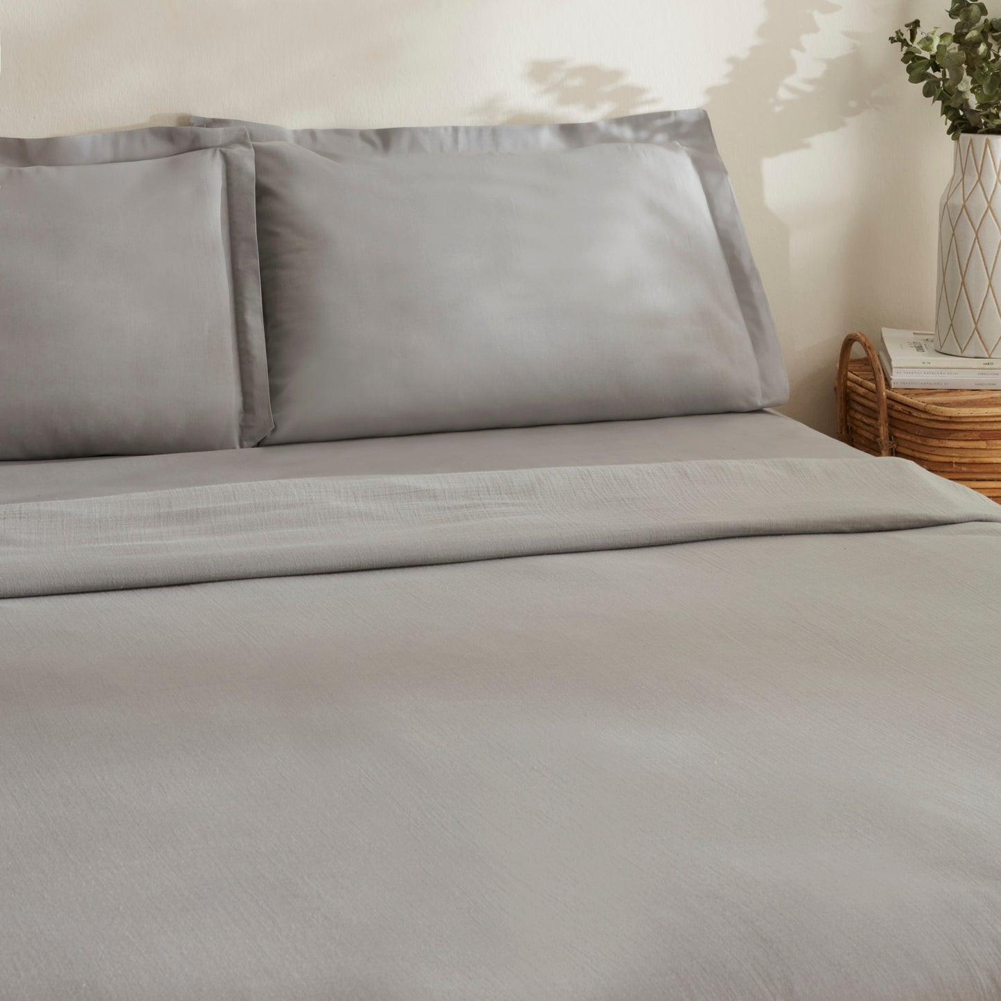 Farel Muslin 100% Cotton Double Bedspread, Light Gray