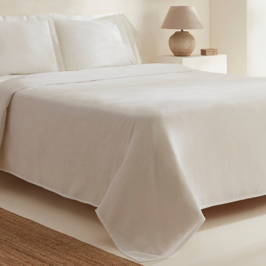 Farel Muslin 100% Cotton Double Bedspread, White
