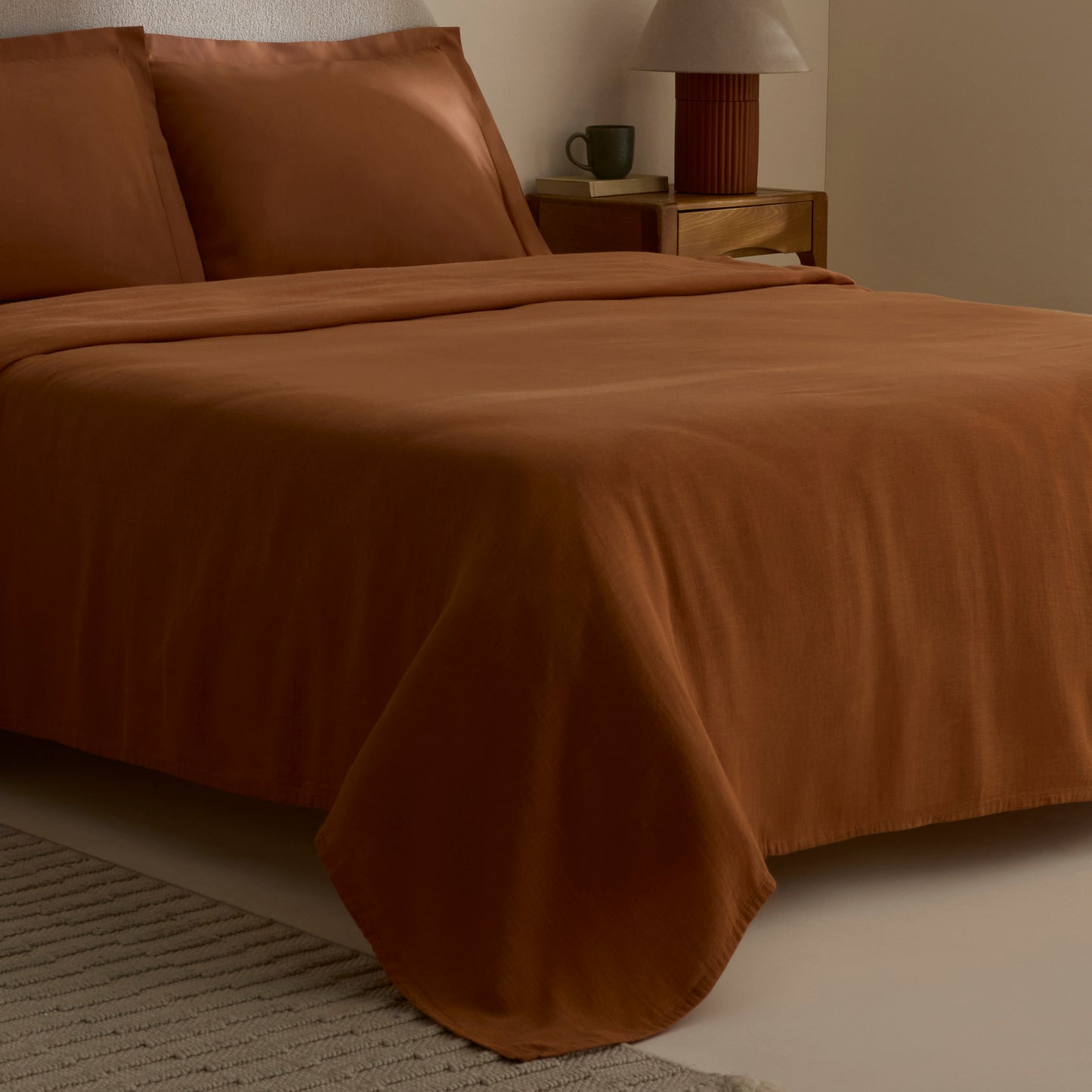 Farel Muslin 100% Cotton Double Bedspread, Tile