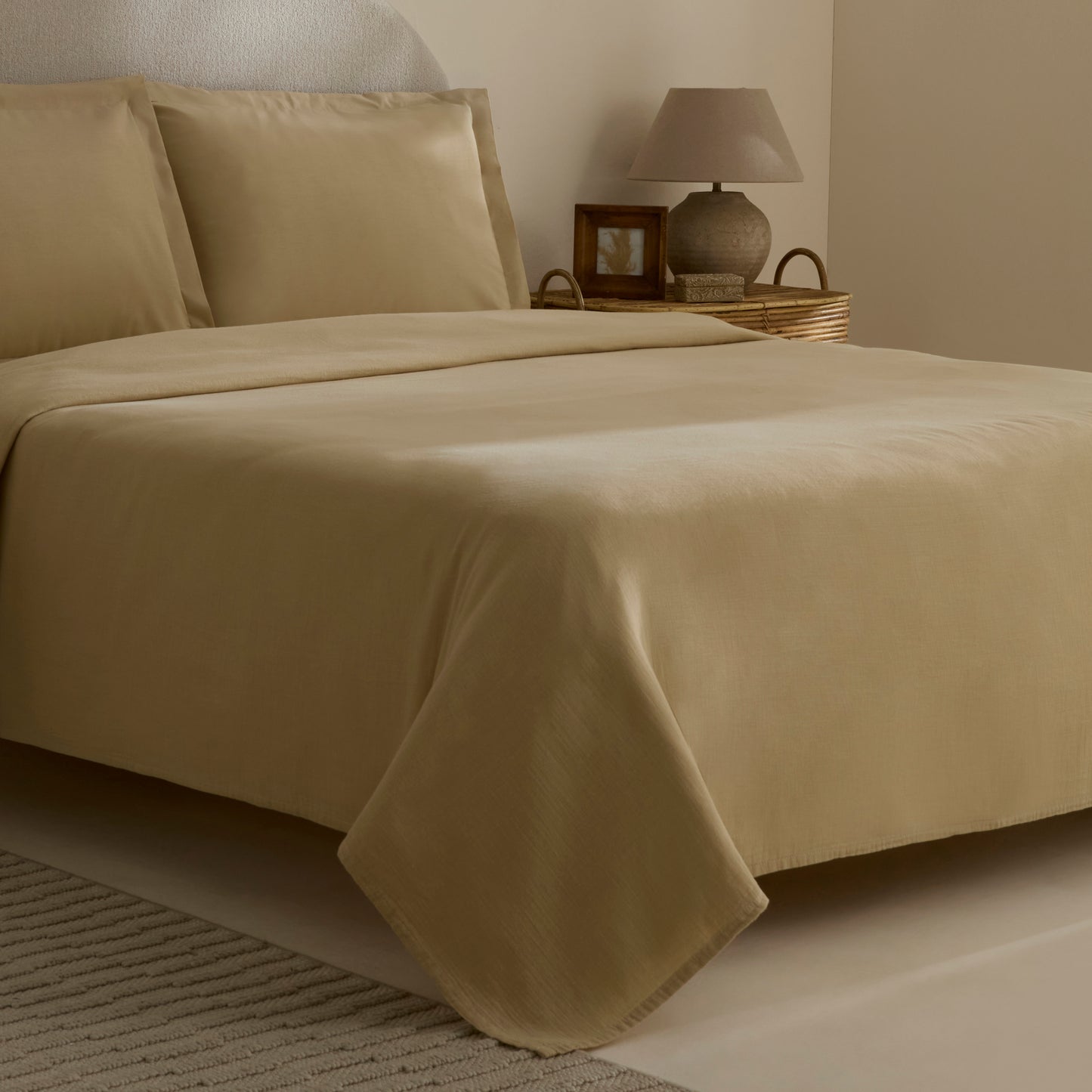 Farel Muslin 100% Cotton  Double Bedspread, Mink
