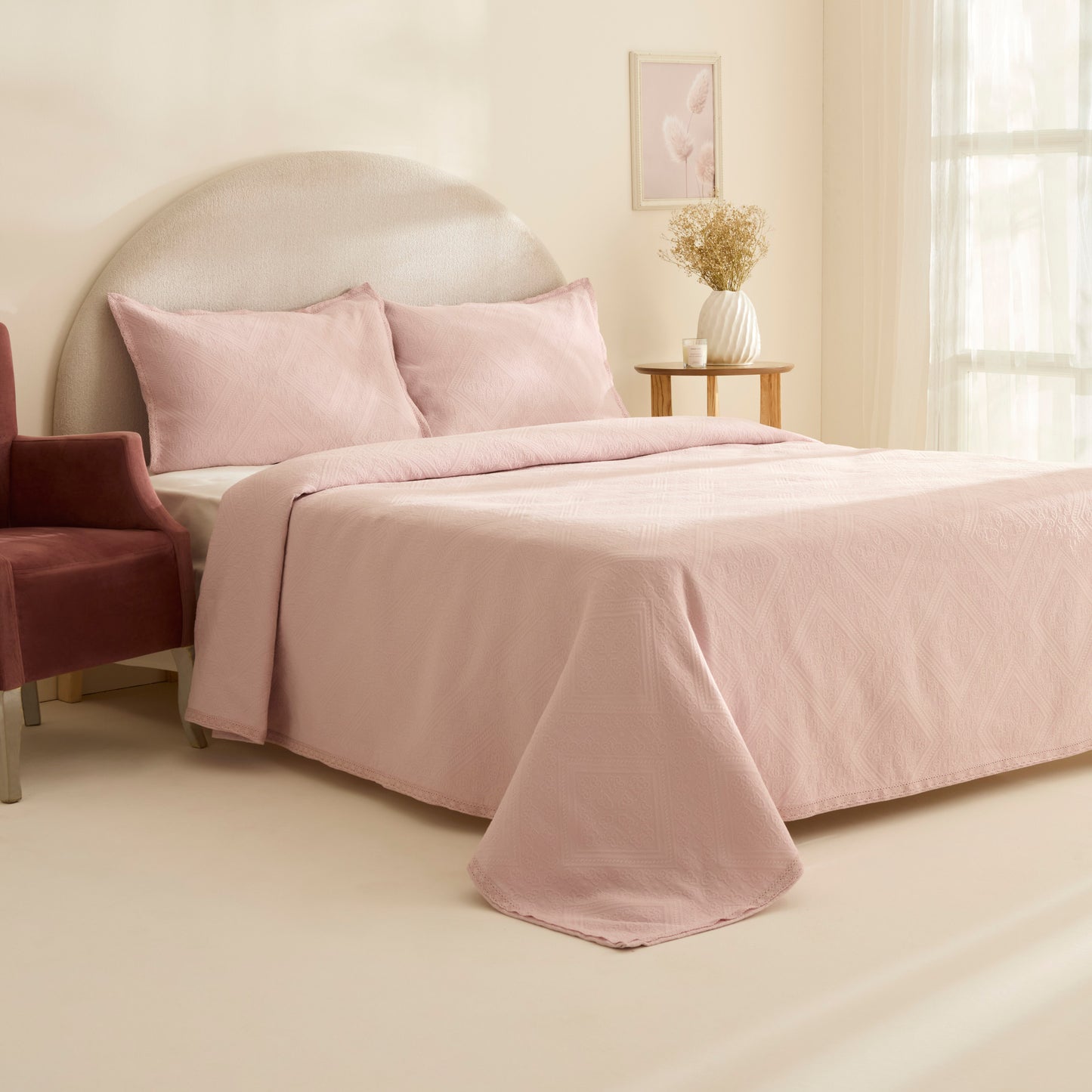 Adelia Fistolu Double Bedspread Set Powder Pink