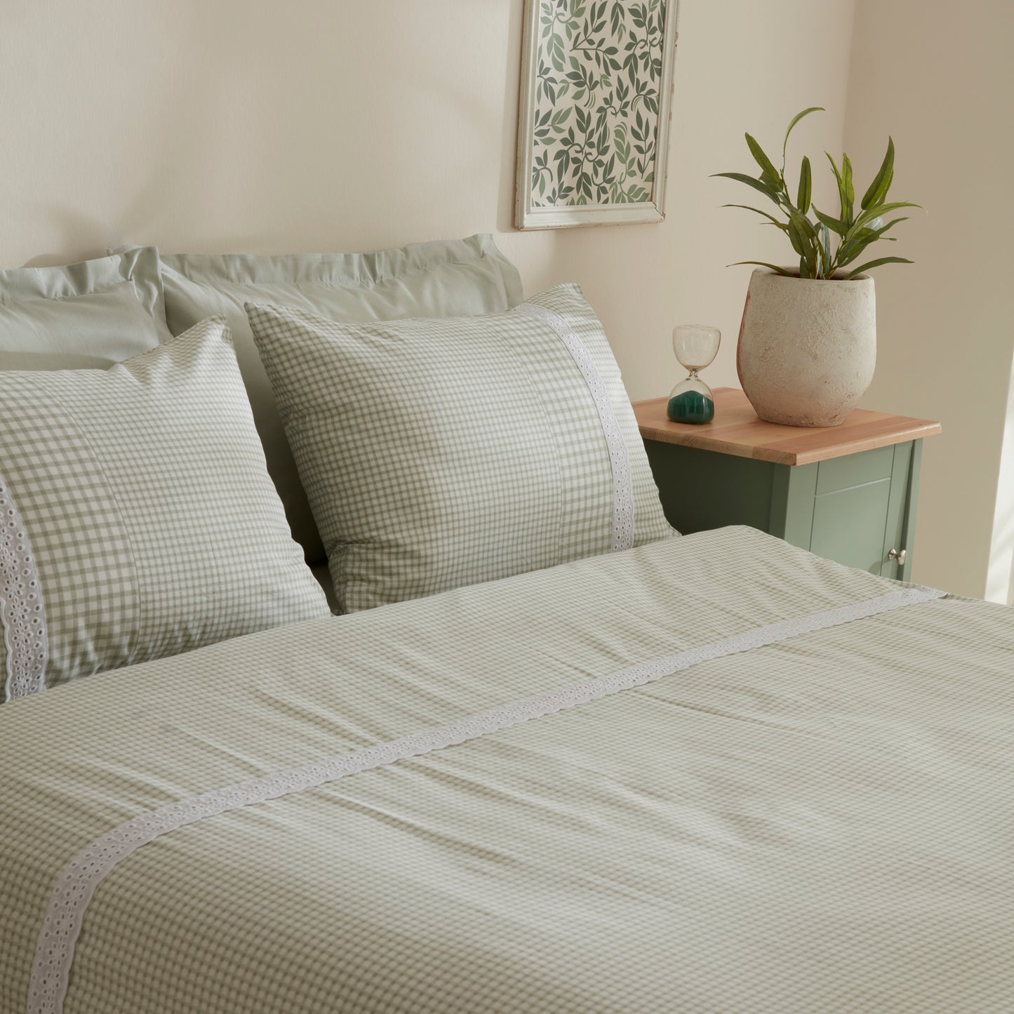 Luisa 100% Cotton Double Duvet Cover Set Green