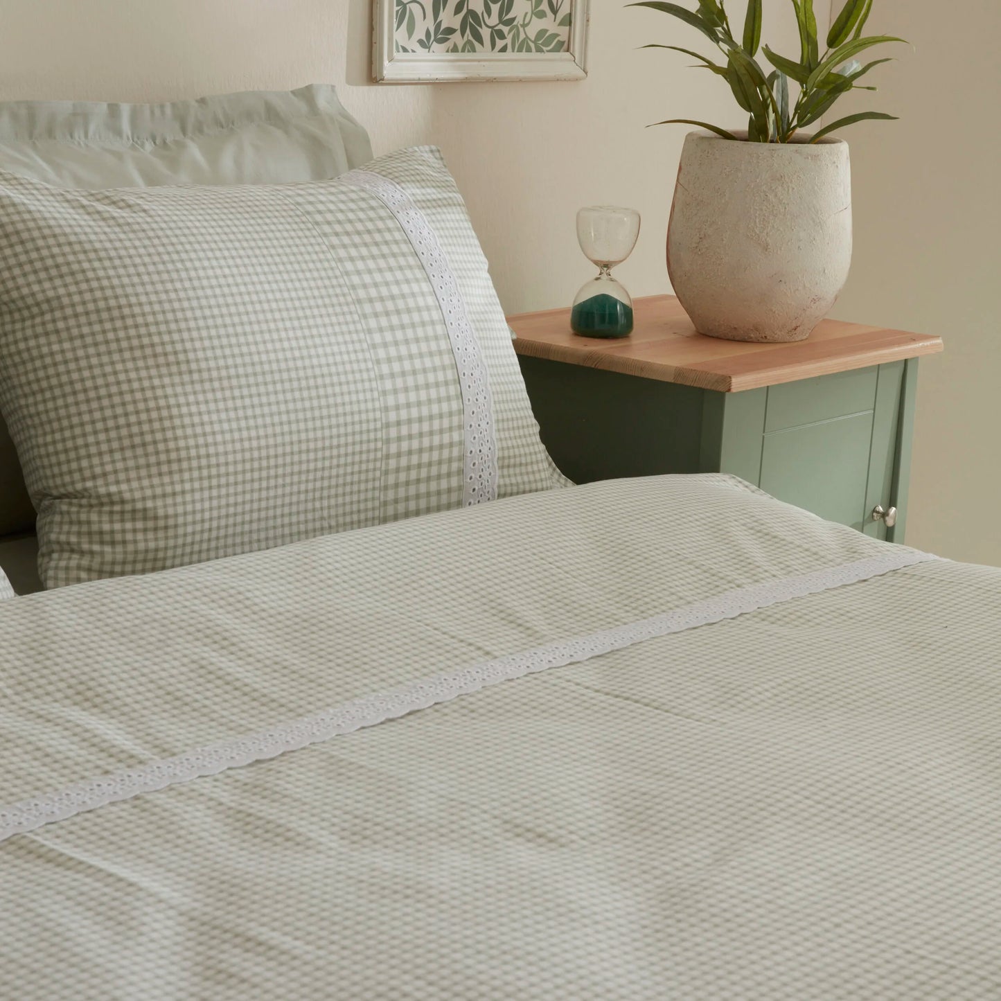 Luisa 100% Cotton Double Duvet Cover Set Green