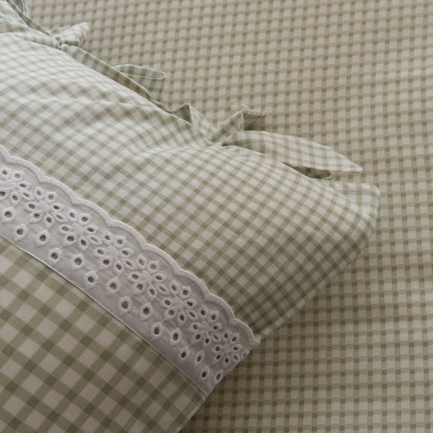 Luisa 100% Cotton Double Duvet Cover Set Green