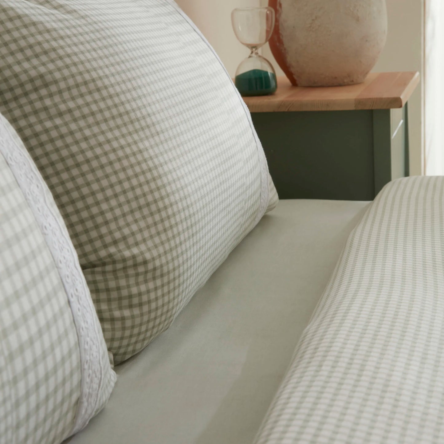 Luisa 100% Cotton Double Duvet Cover Set Green