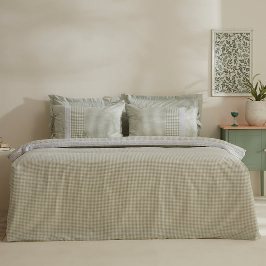 Luisa 100% Cotton Double Duvet Cover Set Green