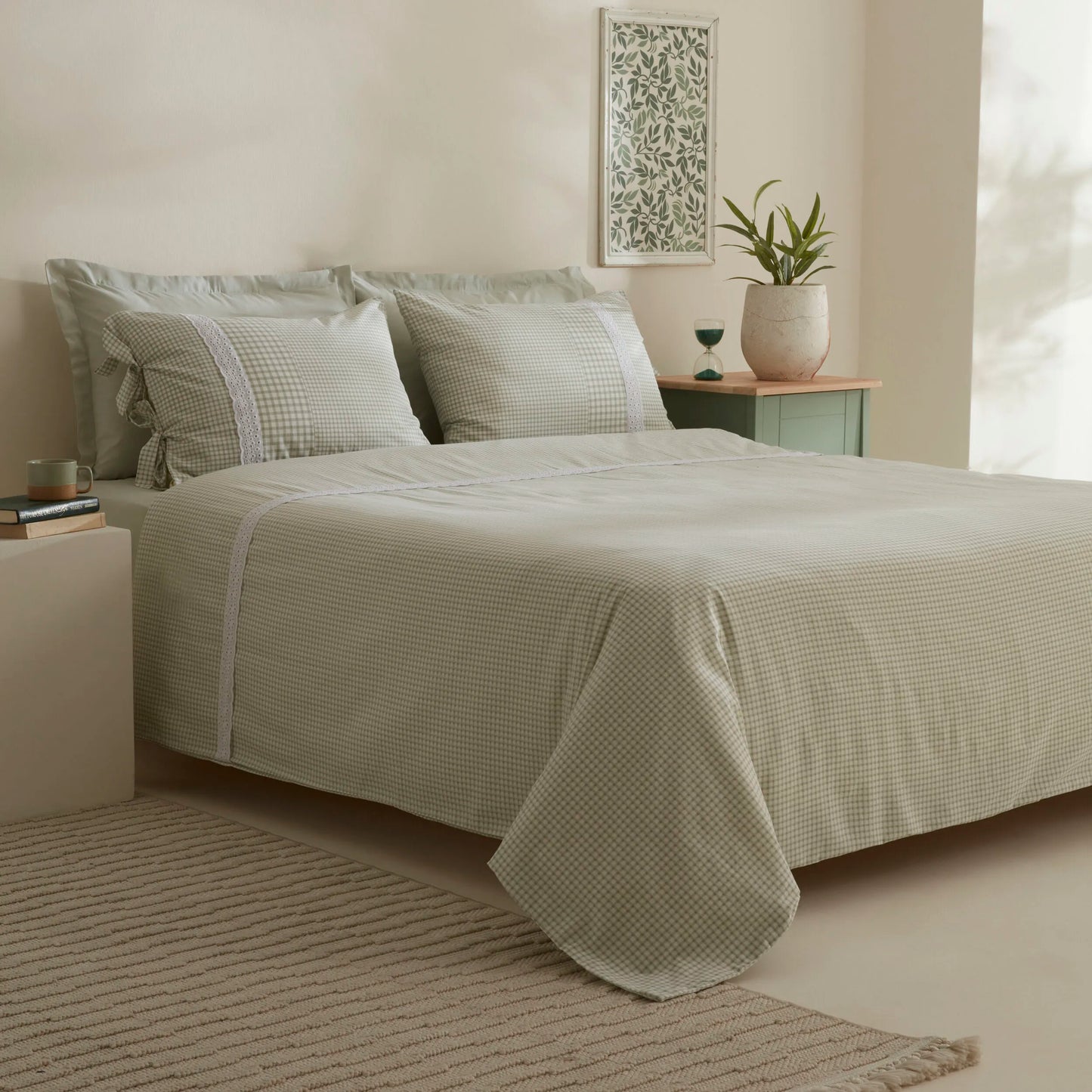 Luisa 100% Cotton Double Duvet Cover Set Green