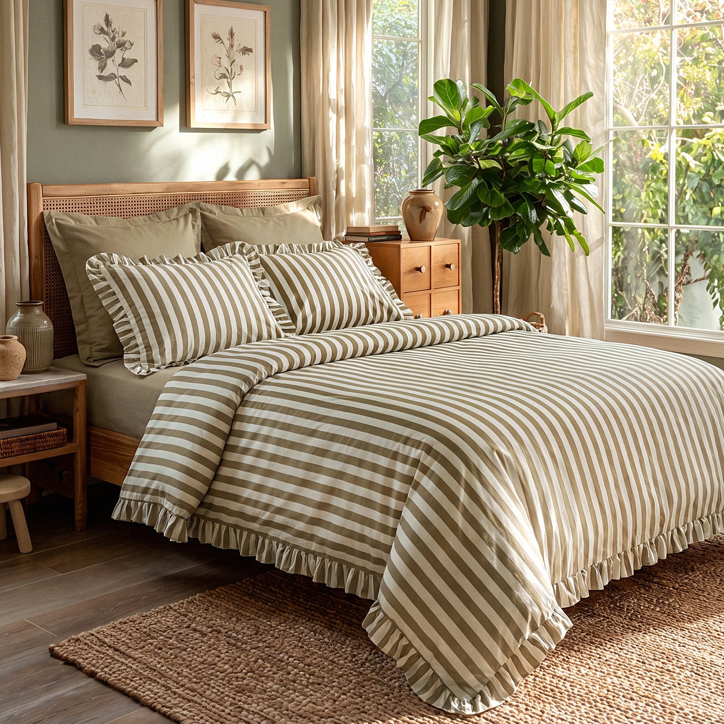 Ripple Duvet Cover Set - Green
